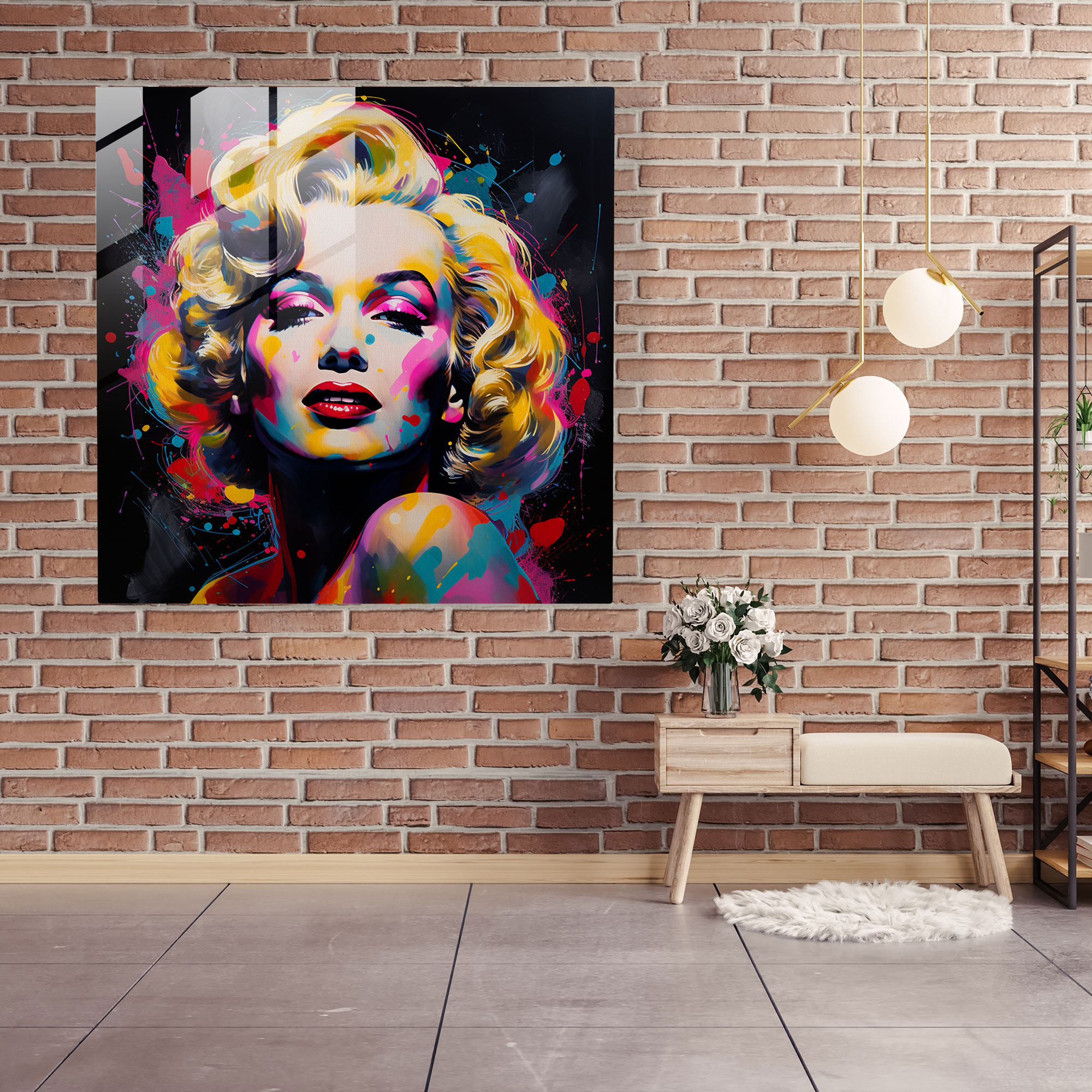 Marilyn Monroe Pop Art Glass Print - Marilyn Monroe, Vibrant Colors, Glass Wall Art, Wall Decoration