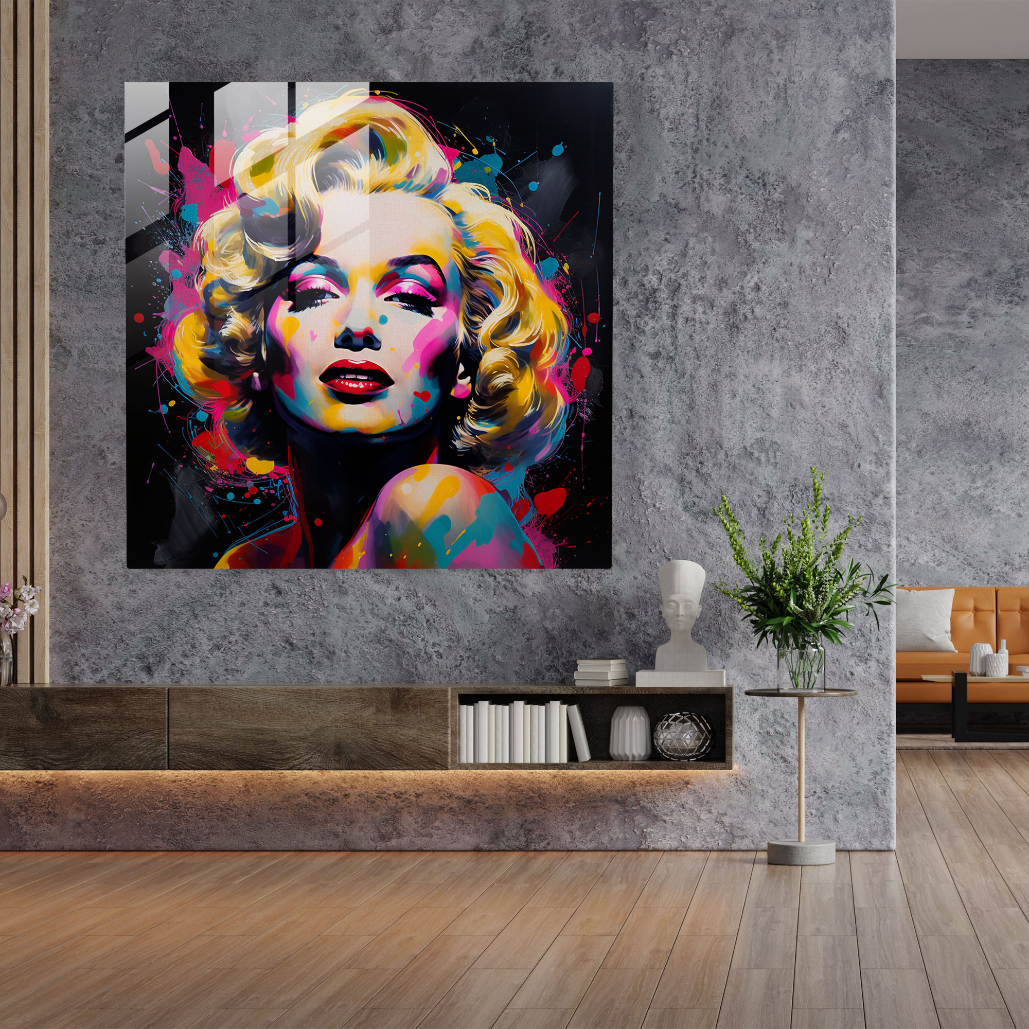 Marilyn Monroe Pop Art Glass Print - Marilyn Monroe, Vibrant Colors, Glass Wall Art, Wall Decoration