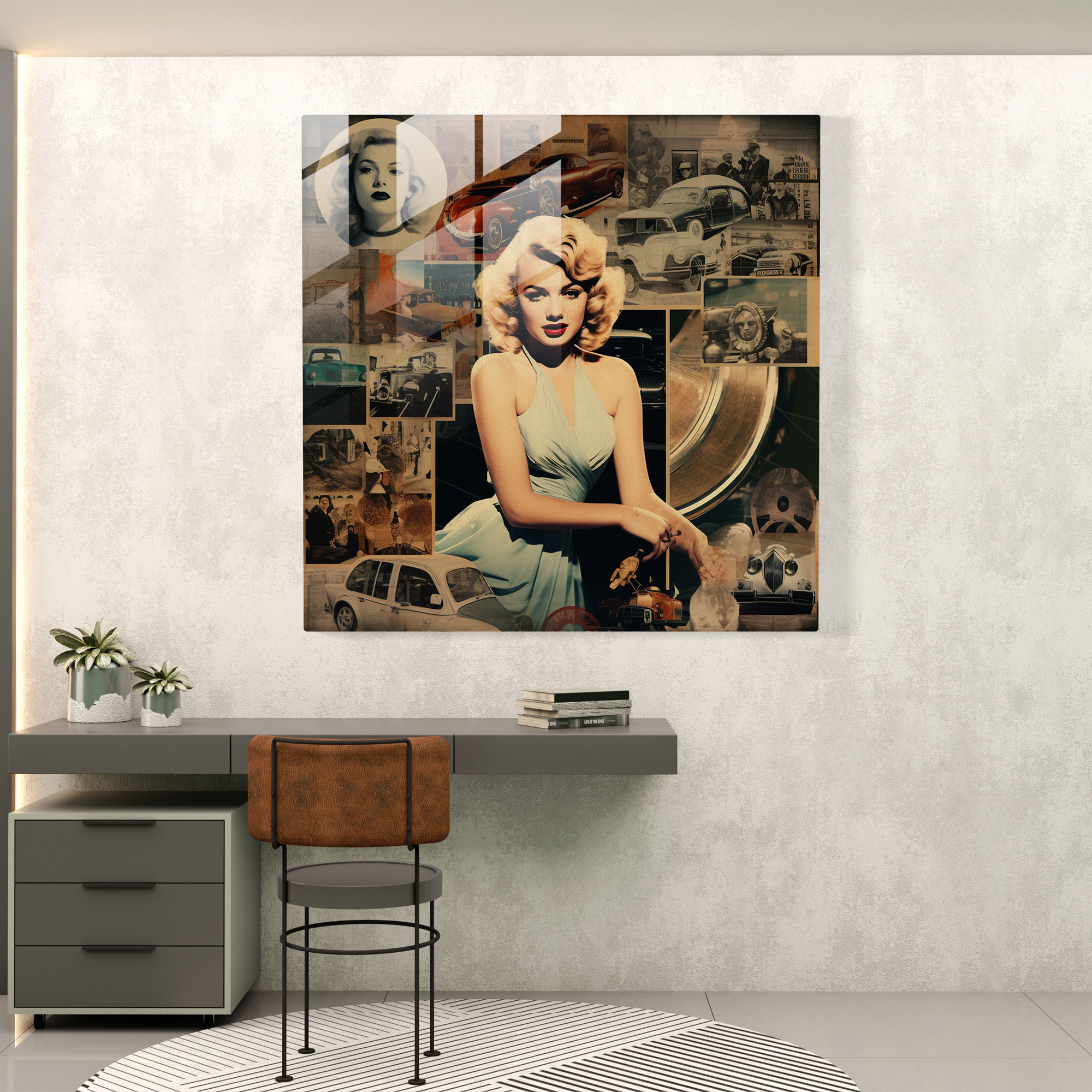 Marilyn Monroe Movie Scenes Glass Print - Marilyn Monroe, Modern Art, Wall Decoration, Collage