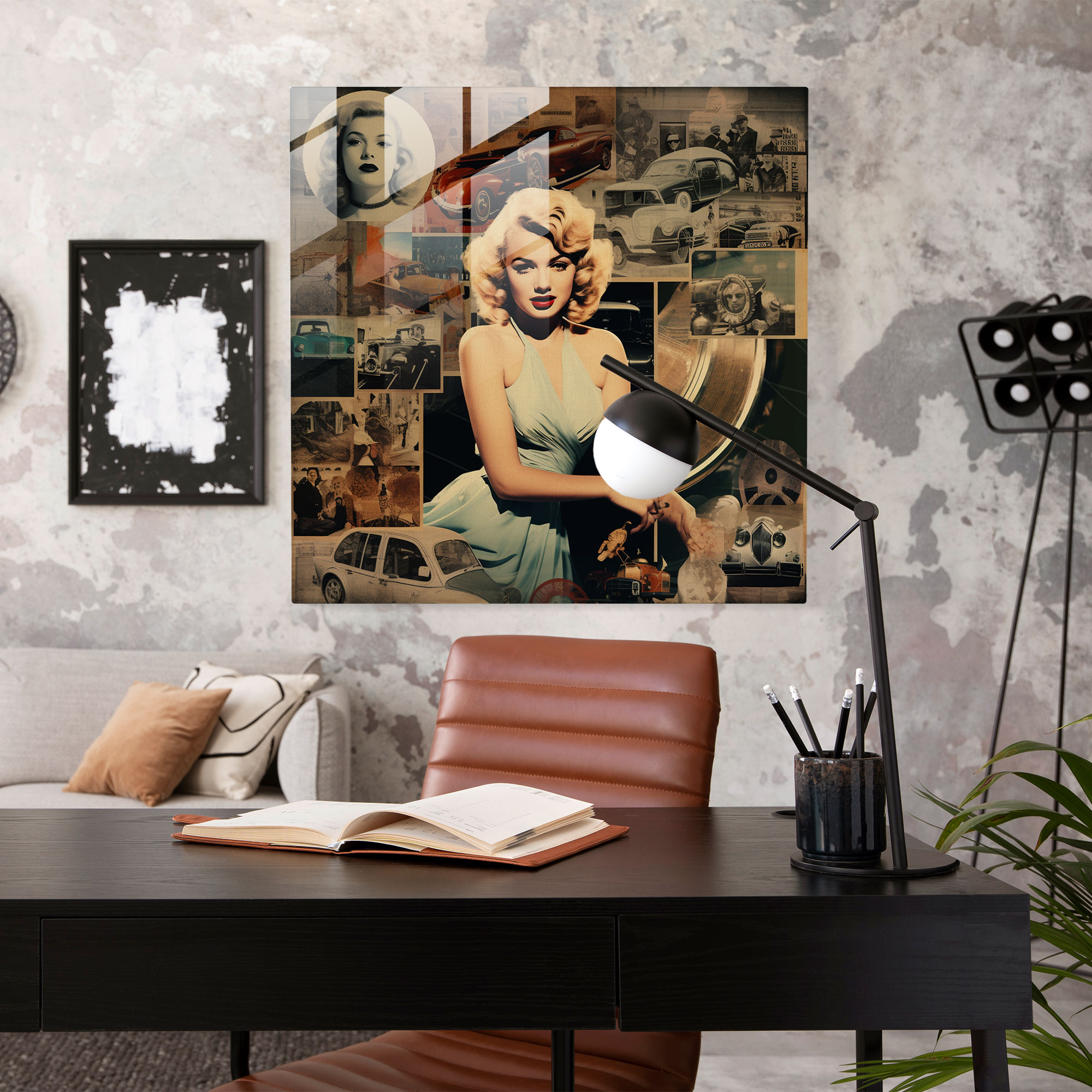Marilyn Monroe Movie Scenes Glass Print - Marilyn Monroe, Modern Art, Wall Decoration, Collage