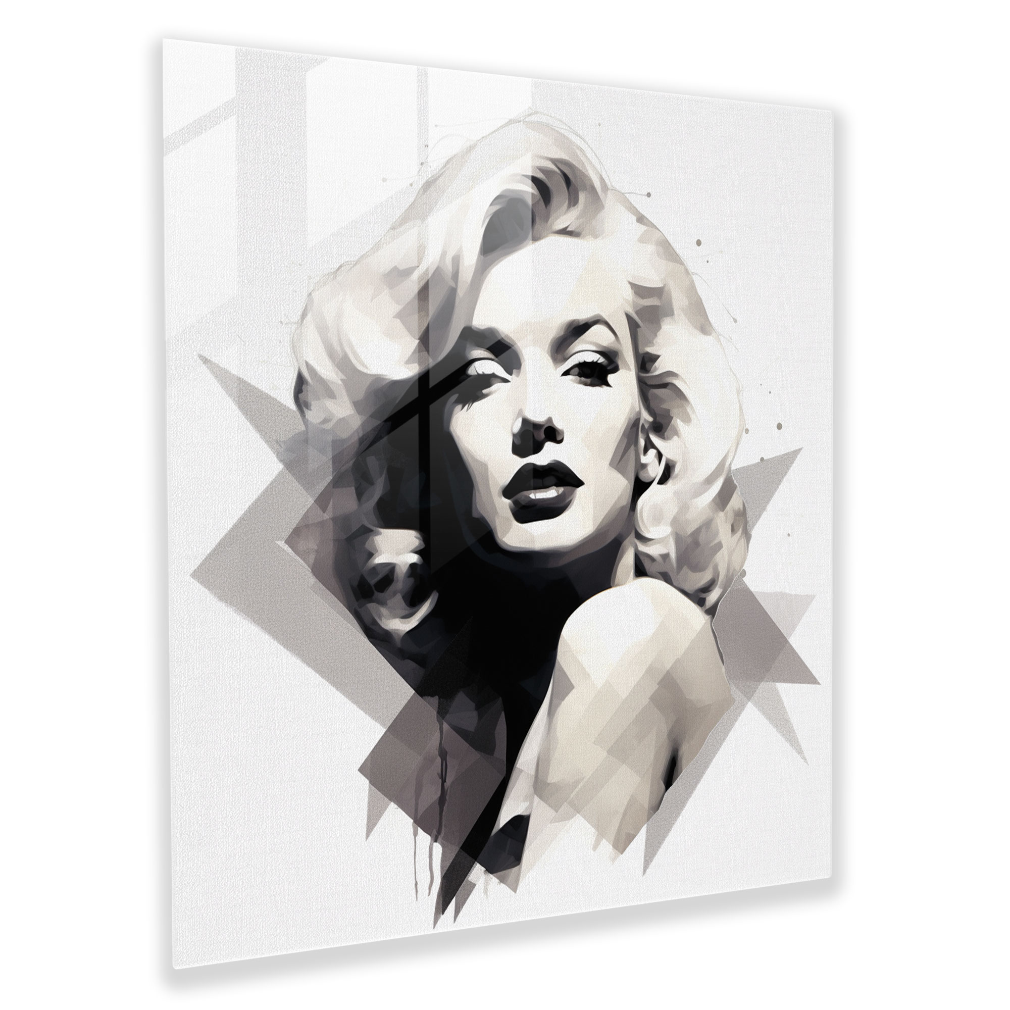 Minimalist Marilyn Monroe Glass Print - Marilyn Monroe, Silhouette, Black And Gray, Marilyn Monroe