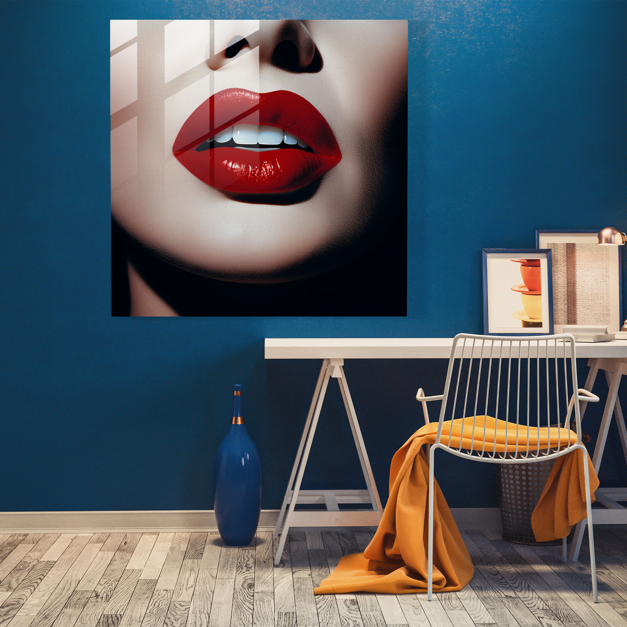 Marilyn Monroe Red Lips Glass Print - Marilyn Monroe, Marilyn Monroe, Glass Art, Glass Wall Art