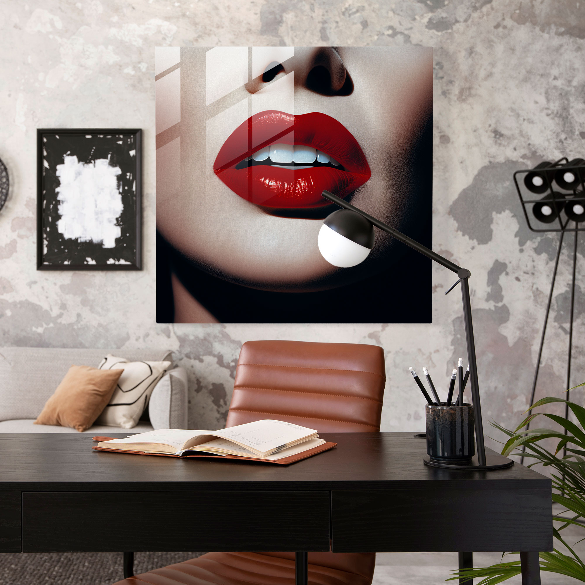 Marilyn Monroe Red Lips Glass Print - Marilyn Monroe, Marilyn Monroe, Glass Art, Glass Wall Art