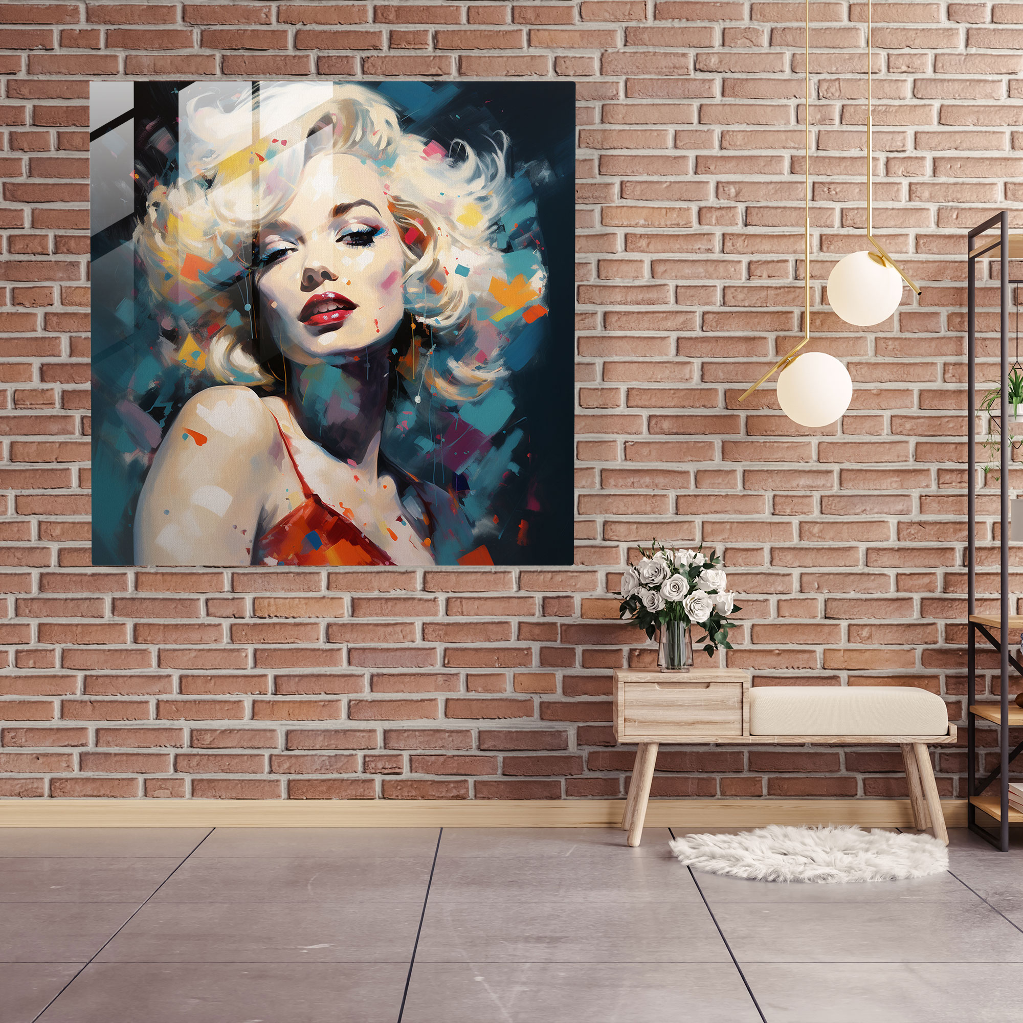 Contemporary Marilyn Monroe Glass Print - Marilyn Monroe, Marilyn Monroe, Contemporary, Glass Wall Art