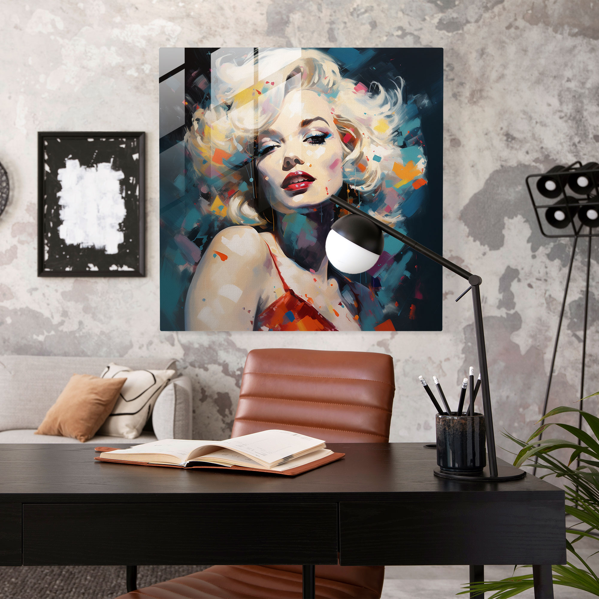 Contemporary Marilyn Monroe Glass Print - Marilyn Monroe, Marilyn Monroe, Contemporary, Glass Wall Art