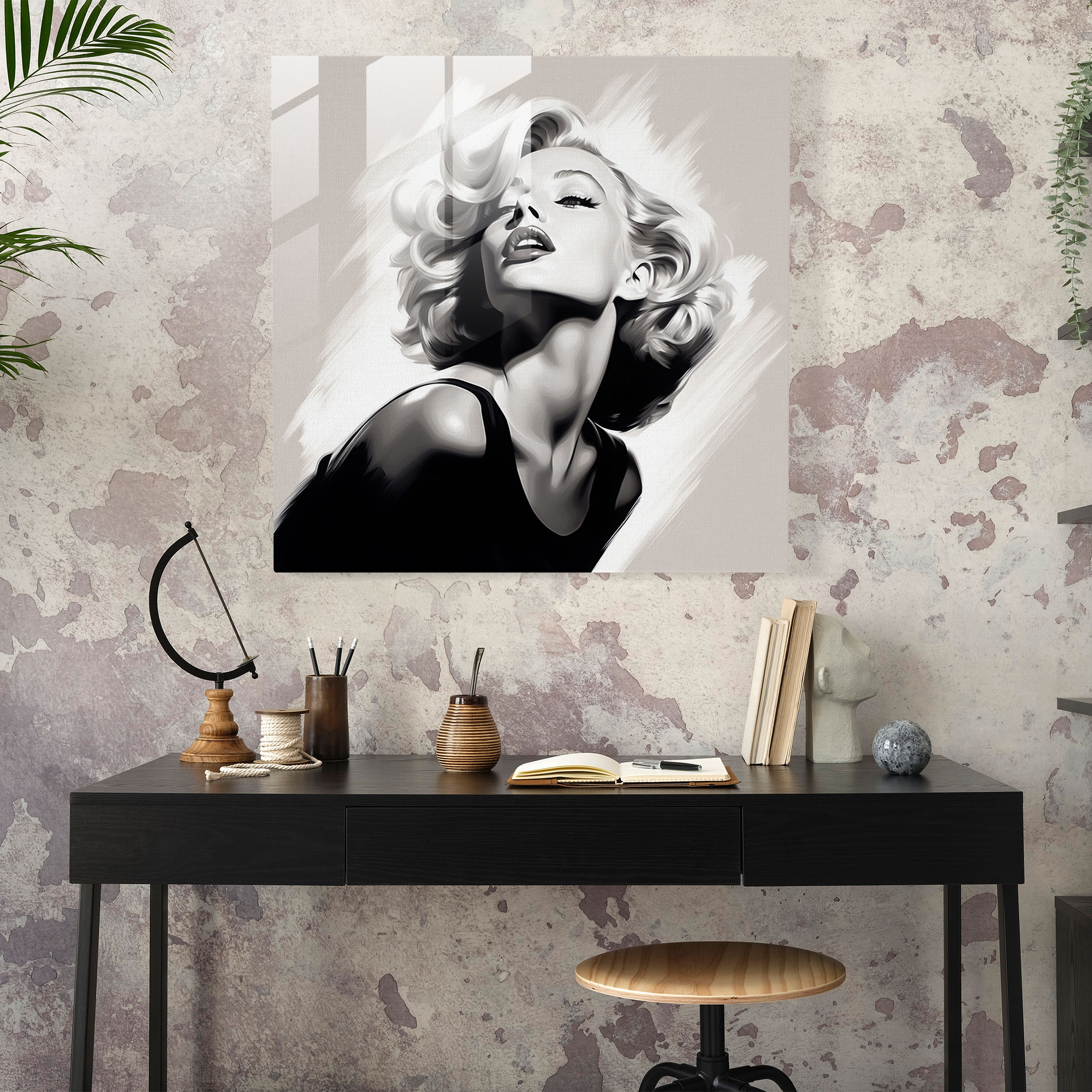 Marilyn Monroe Glass Print - Minimalistic Portrayal - Marilyn Monroe, Home Decoration, Glass Wall Art, Marilyn Monroe
