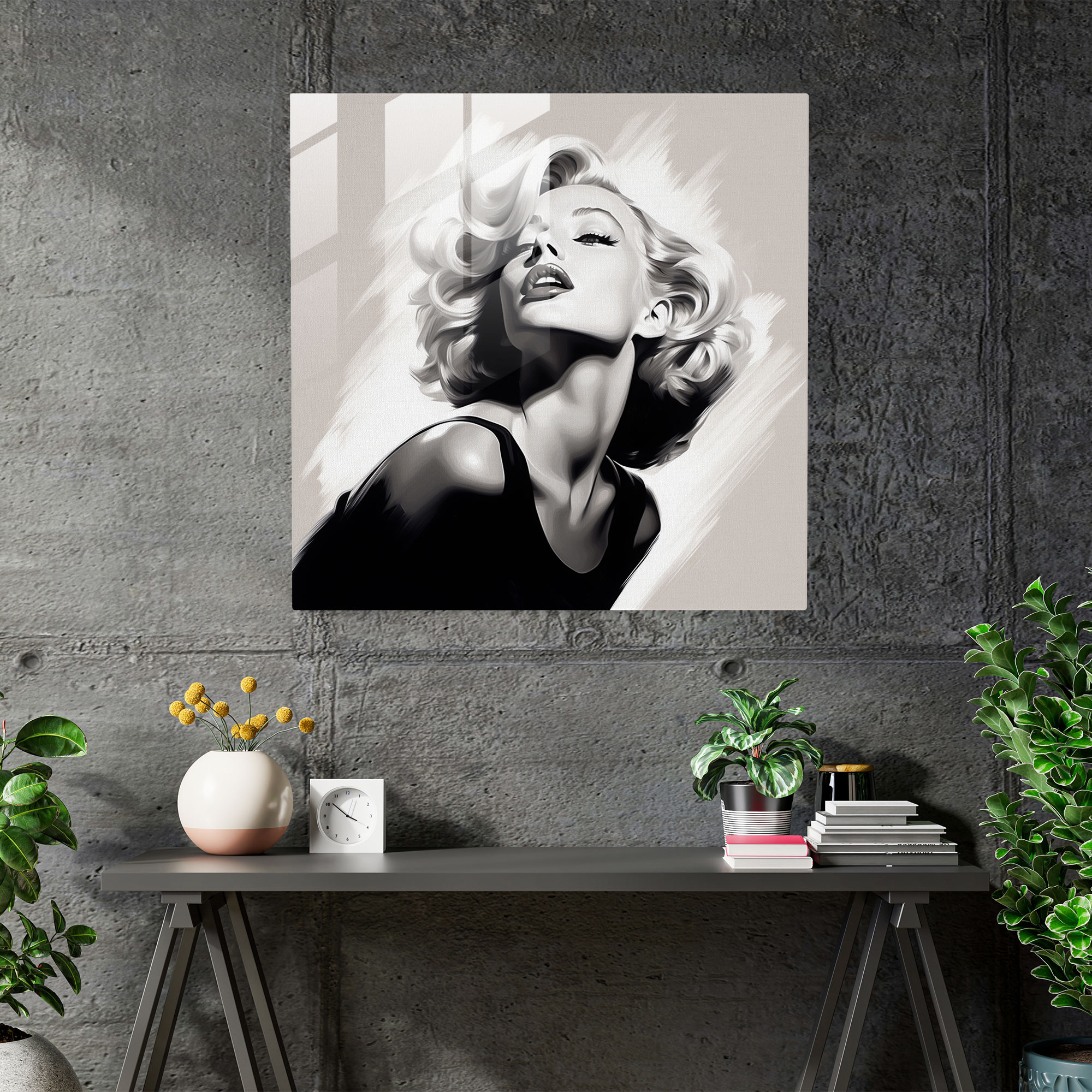 Marilyn Monroe Glass Print - Minimalistic Portrayal - Marilyn Monroe, Home Decoration, Glass Wall Art, Marilyn Monroe