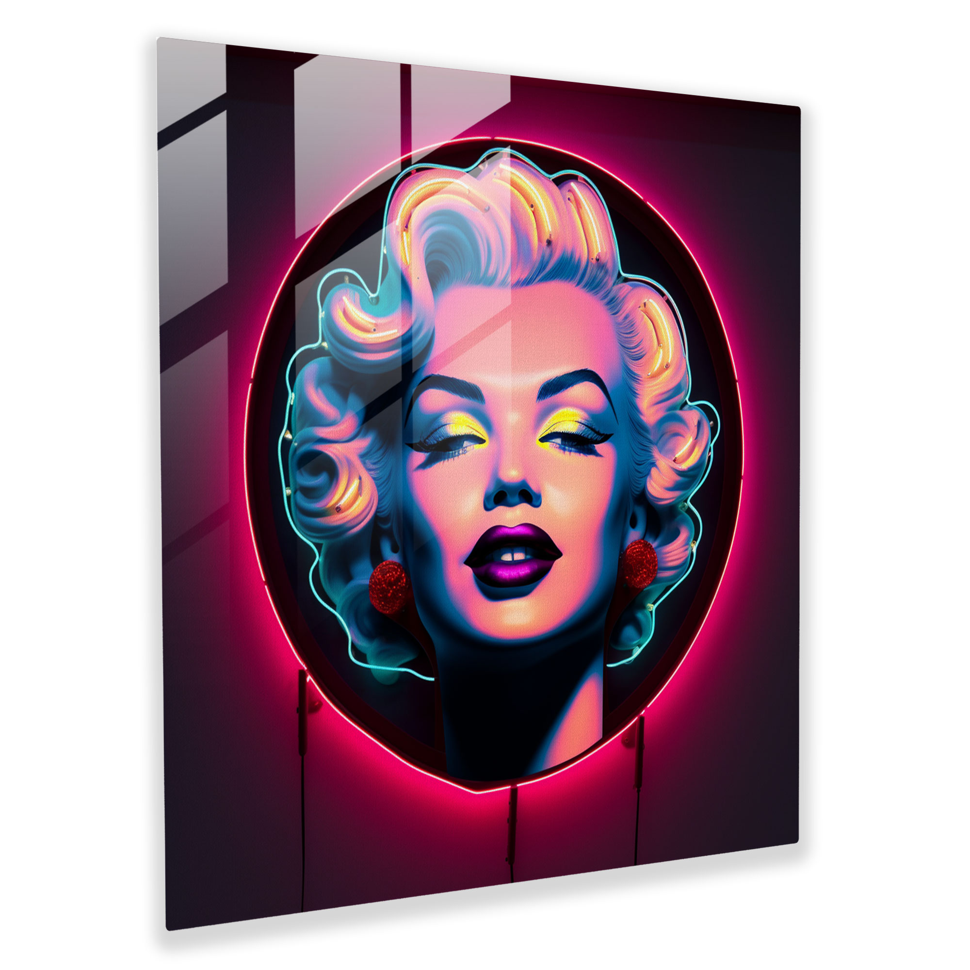Marilyn Monroe Glass Print - Neon Sign Artwork - Marilyn Monroe, Glass Wall Art, Neon Sign Artwork, Modern Twist
