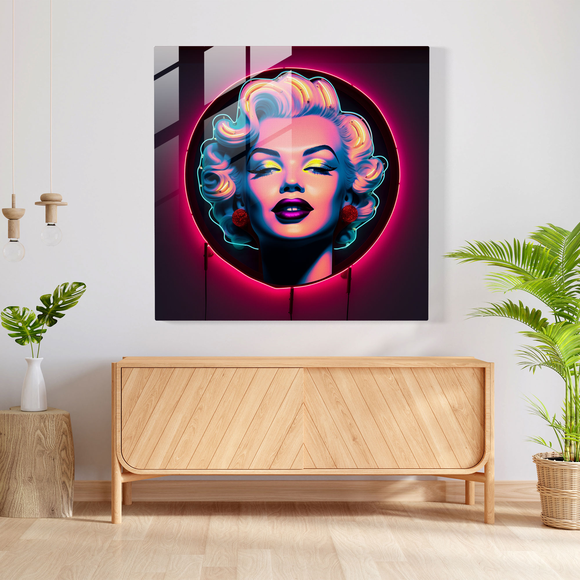 Marilyn Monroe Glass Print - Neon Sign Artwork - Marilyn Monroe, Glass Wall Art, Neon Sign Artwork, Modern Twist