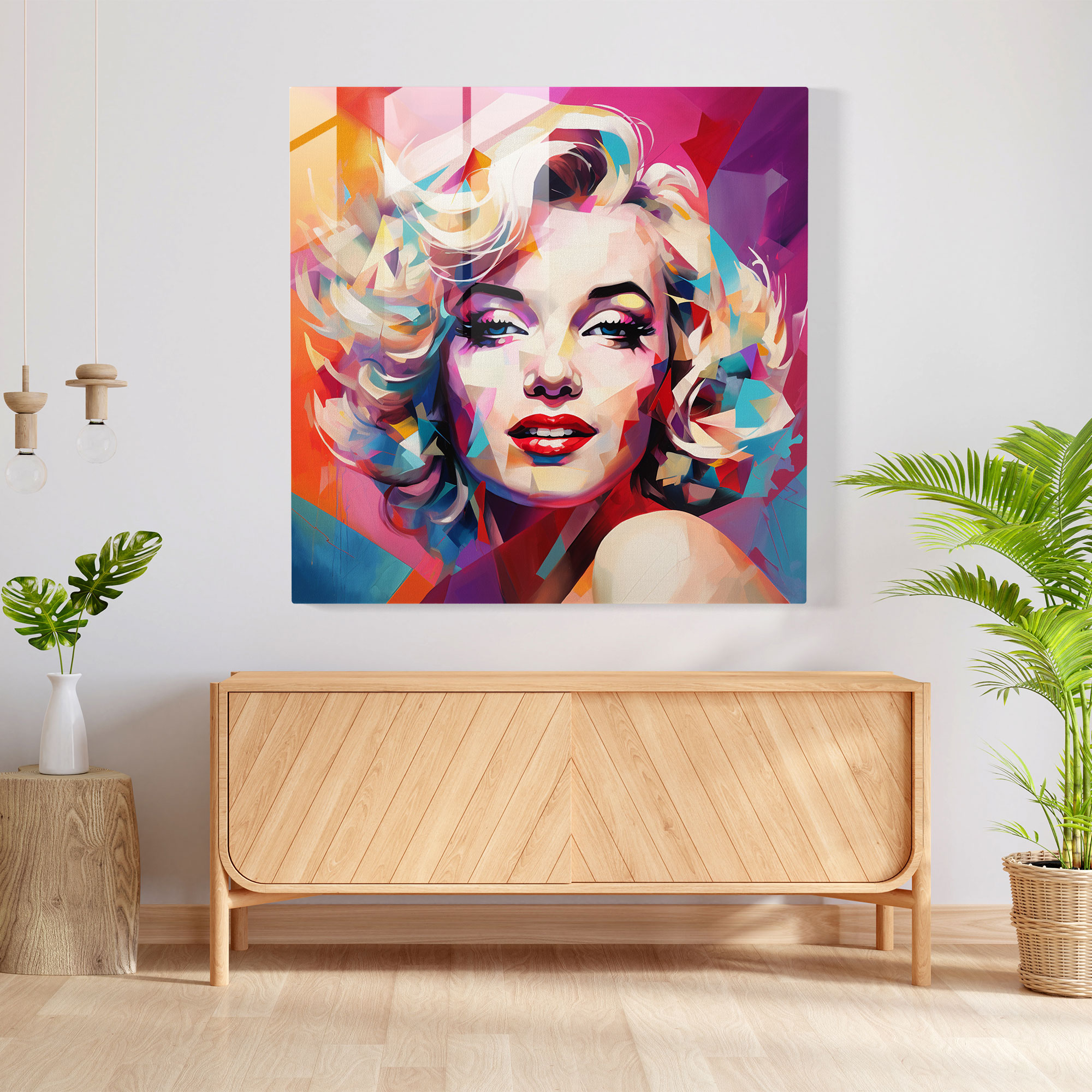 Marilyn Monroe Glass Print - Geometric Abstraction - Marilyn Monroe, Bold Shapes, Glass Wall Art, Vibrant Hues