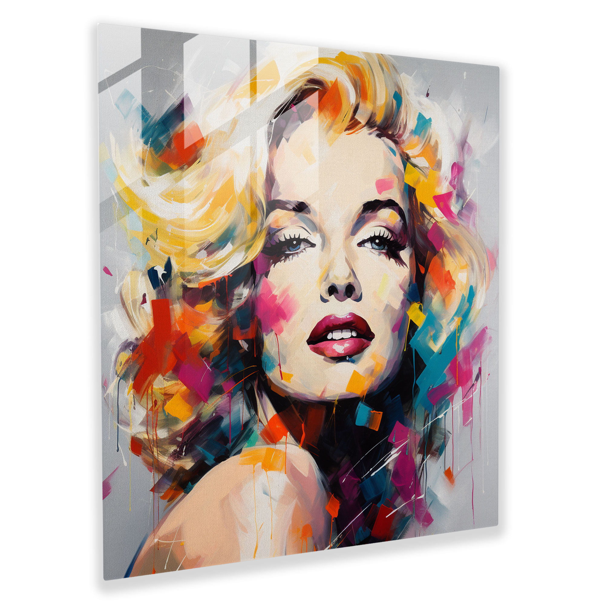 Abstract Expressionist Marilyn Monroe Glass Print - Marilyn Monroe, Glass Art, Glass Wall Art, Home Decoration