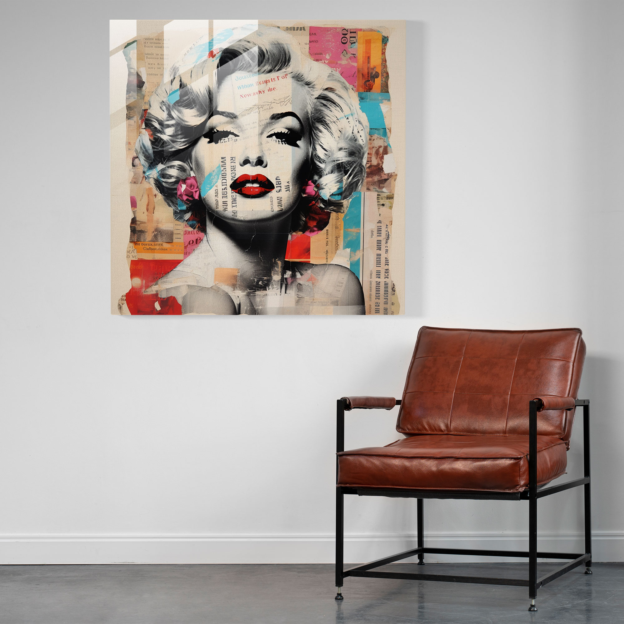 Retro Collage Marilyn Monroe Glass Print - Marilyn Monroe, Wall Decoration, Home Decoration, Glass Print