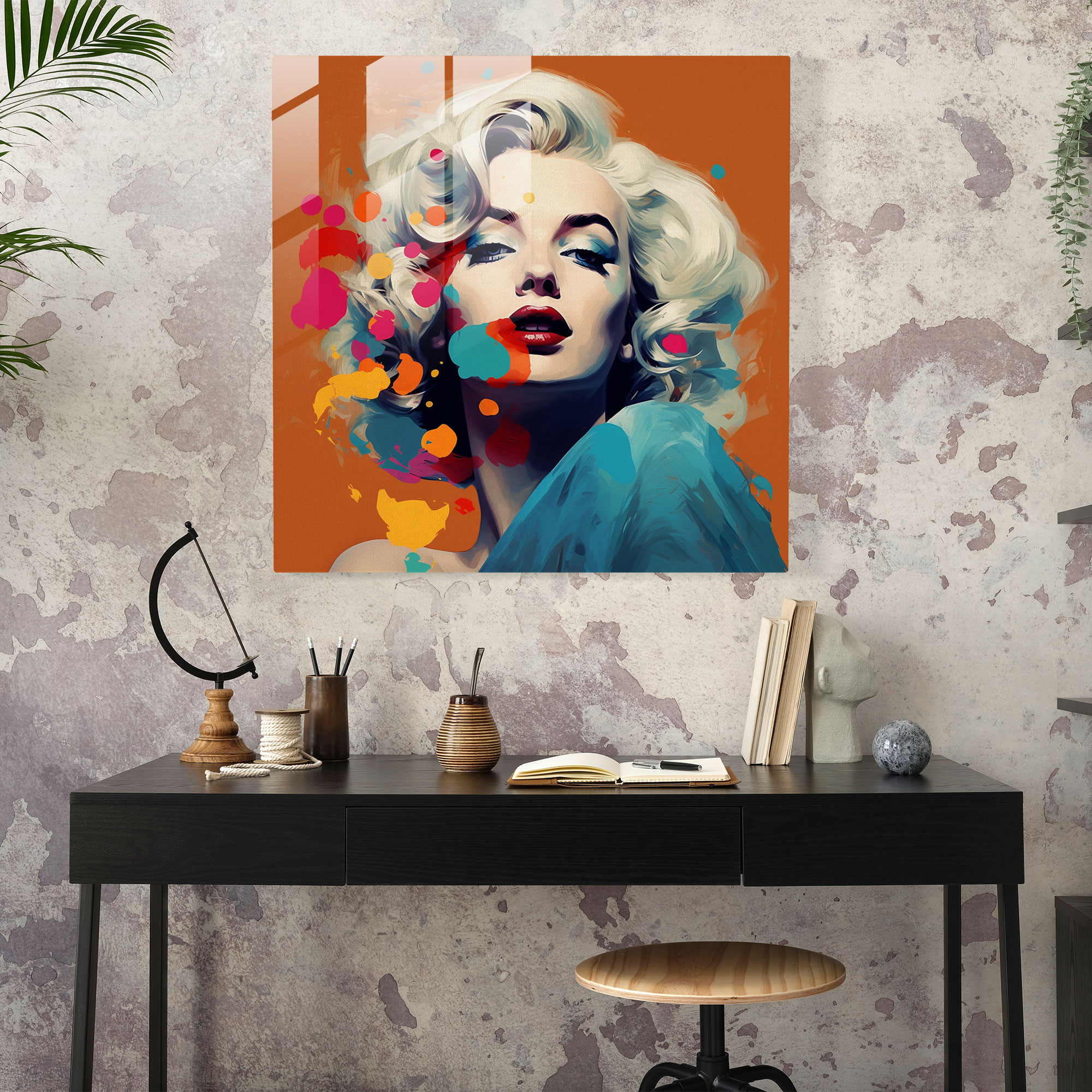 Pop Culture Mashup Marilyn Monroe Glass Print - Marilyn Monroe, Glass Print, Home Decoration, Wall Decoration