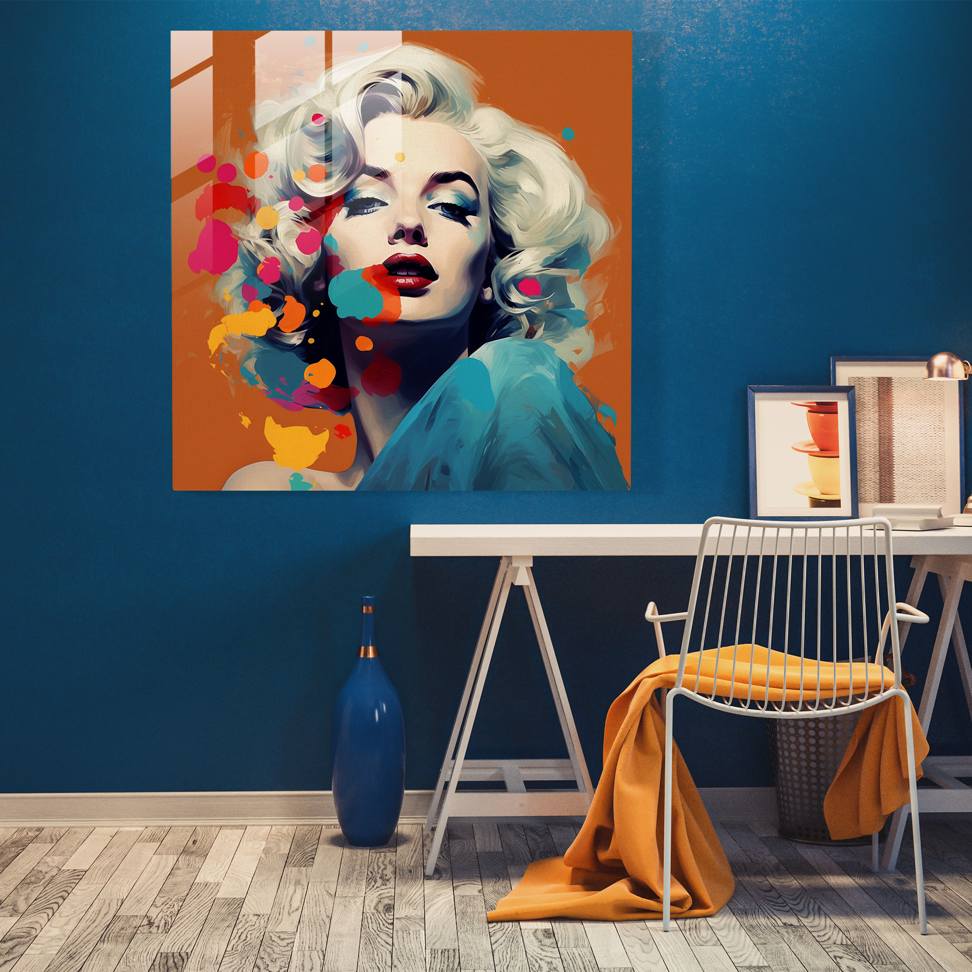 Pop Culture Mashup Marilyn Monroe Glass Print - Marilyn Monroe, Glass Print, Home Decoration, Wall Decoration