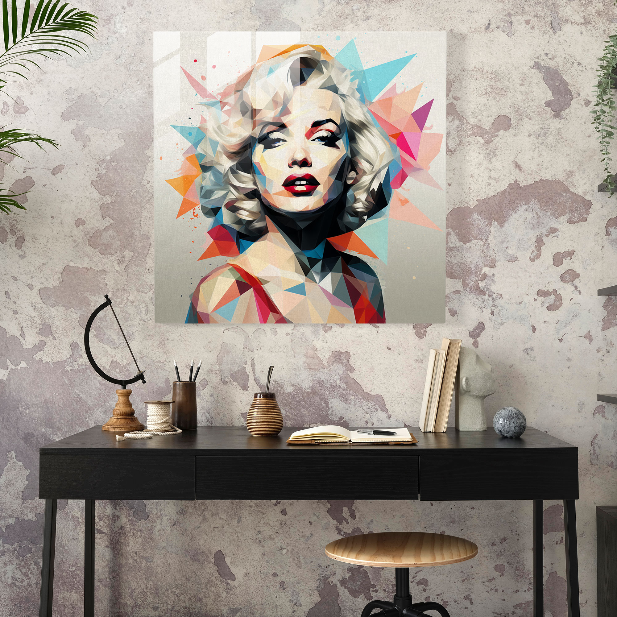 Geometric Marilyn Monroe Glass Print - Marilyn Monroe, Marilyn Monroe, Wall Decoration, Glass Art