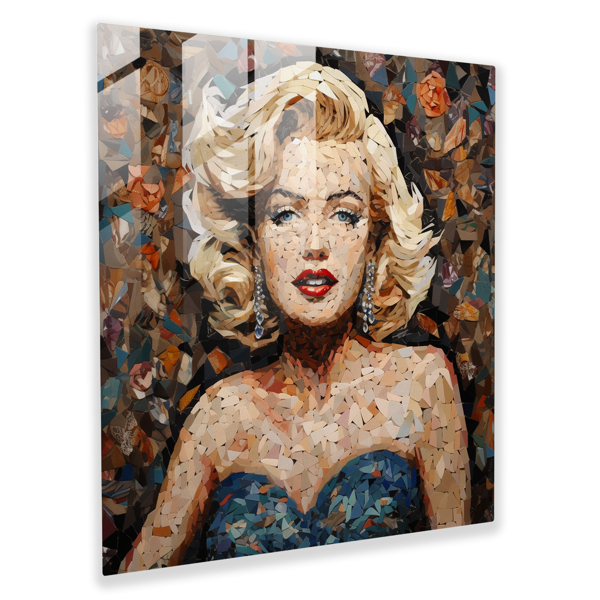 Surrealistic Mosaic Marilyn Monroe Glass Print - Marilyn Monroe, Marilyn Monroe, Modern Art, Glass Art