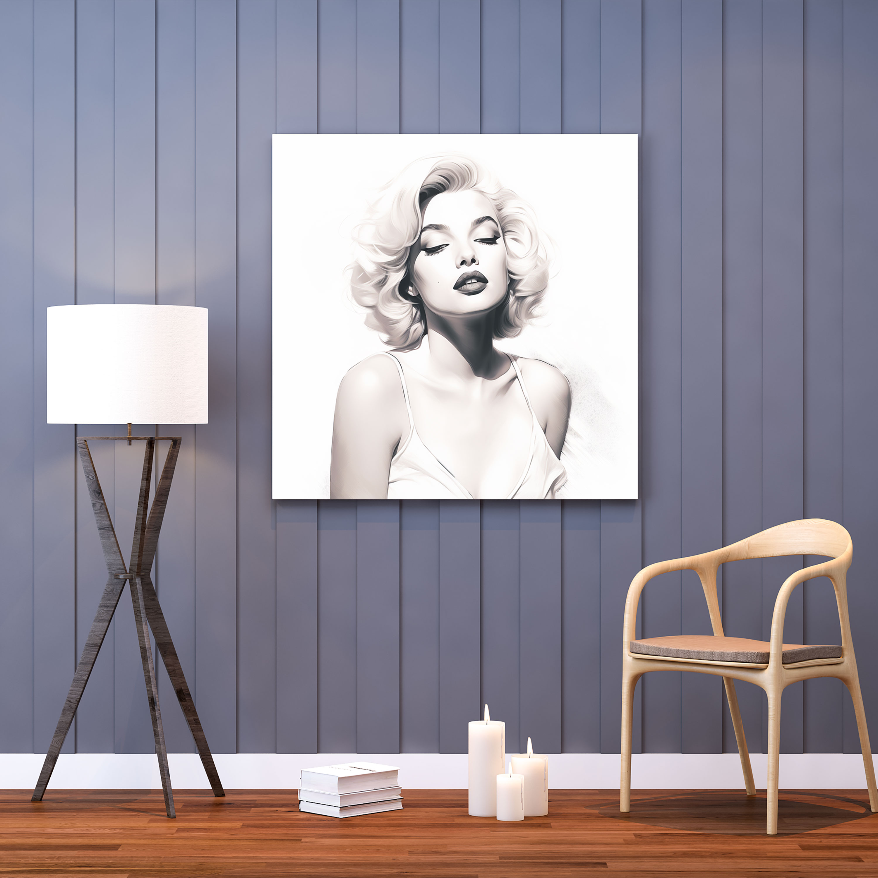 Marilyn Monroe Canvas Print - Minimalist Line Art Wall Decoration - Marilyn Monroe, Canvas, Canvas Wall Art, Elegance