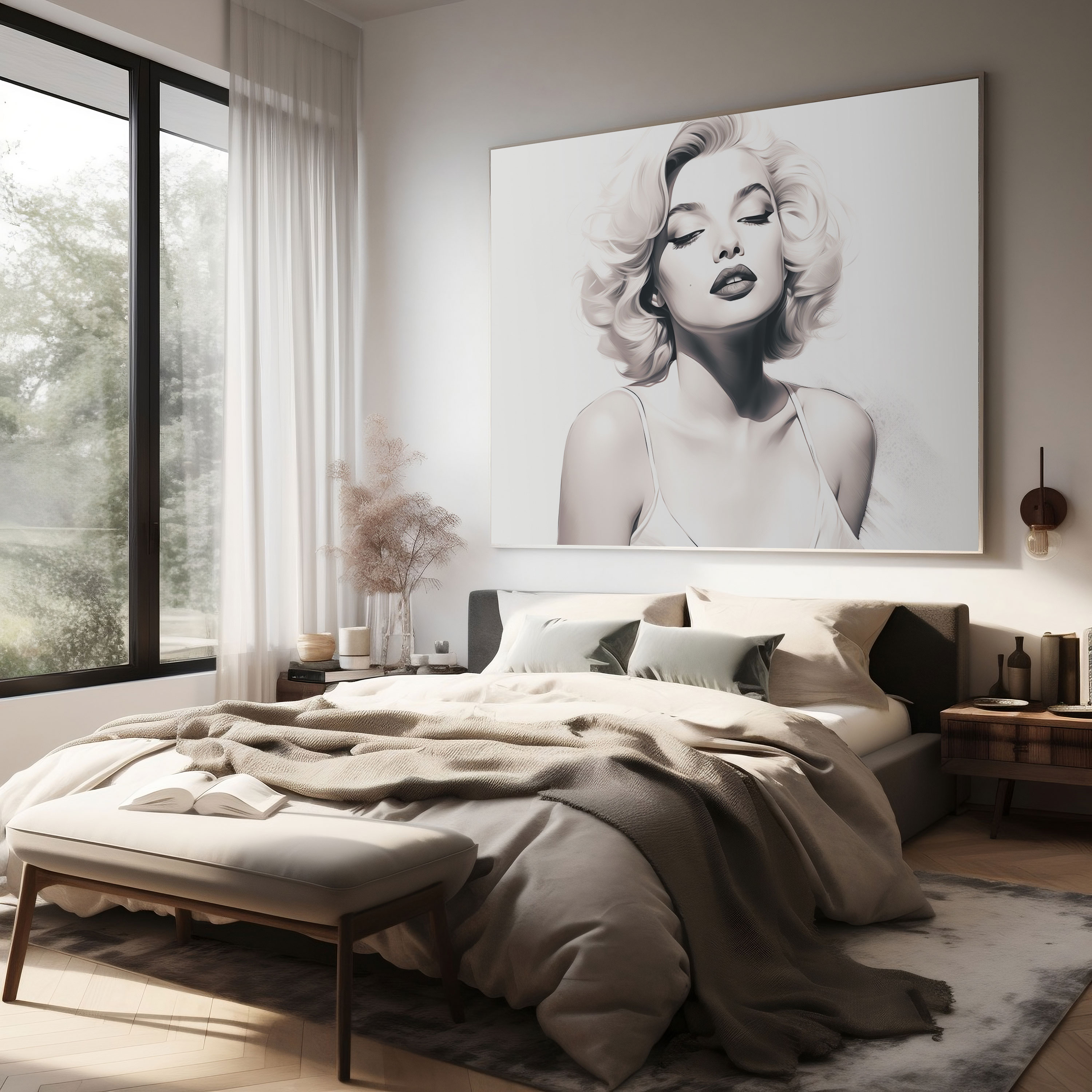 Marilyn Monroe Canvas Print - Minimalist Line Art Wall Decoration - Marilyn Monroe, Canvas, Canvas Wall Art, Elegance