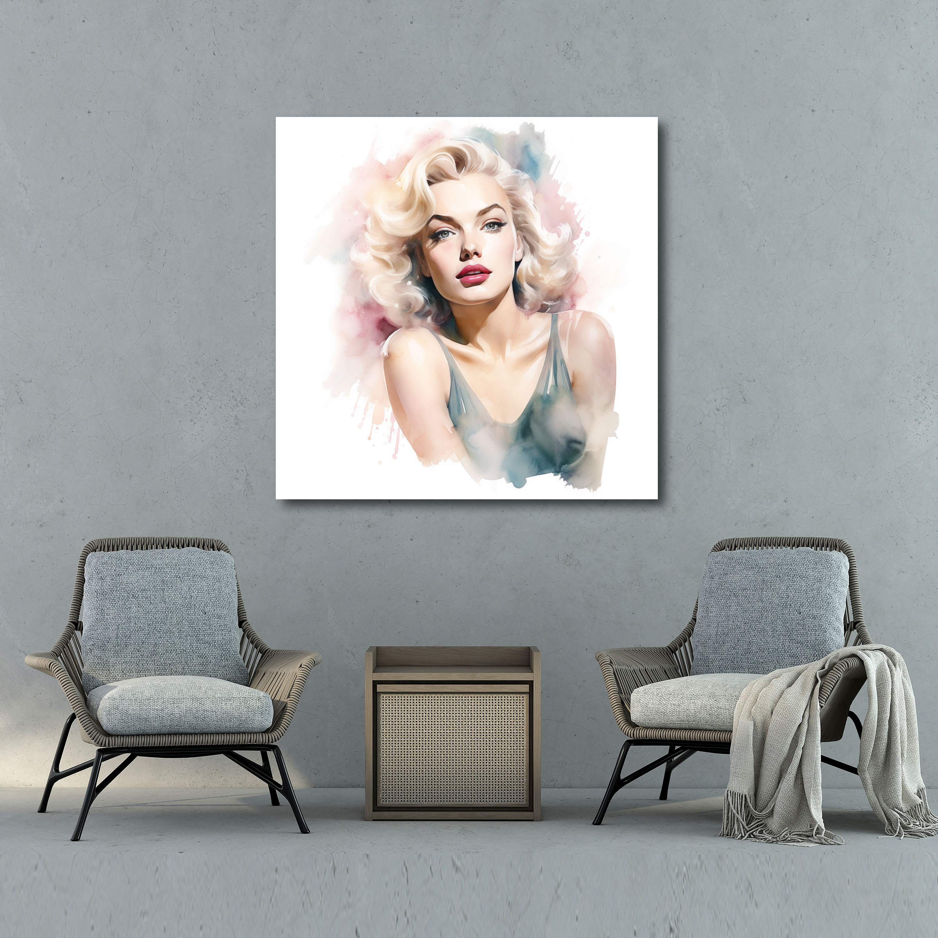 Marilyn Monroe Canvas Print - Watercolor Portrait Wall Art - Marilyn Monroe, Canvas Print, Grace, Portrait Painting
