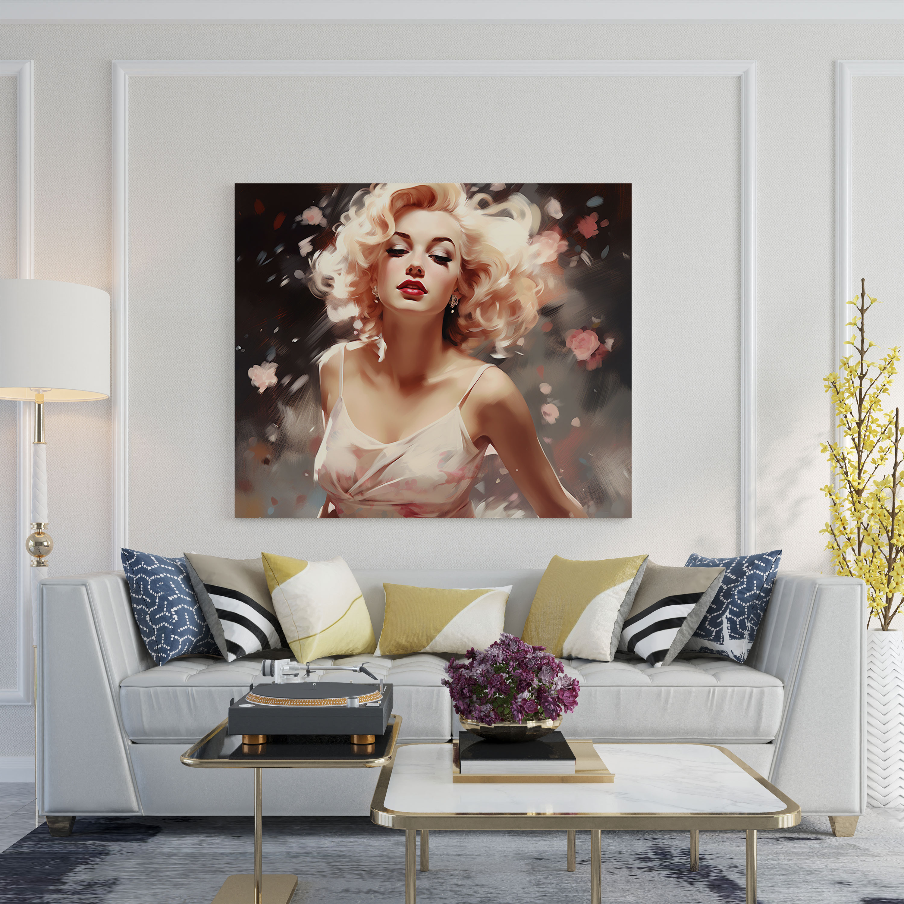 Retro Marilyn Monroe Canvas Print - Marilyn Monroe, Wall Art, Retro Style Artwork, Vintage Dress