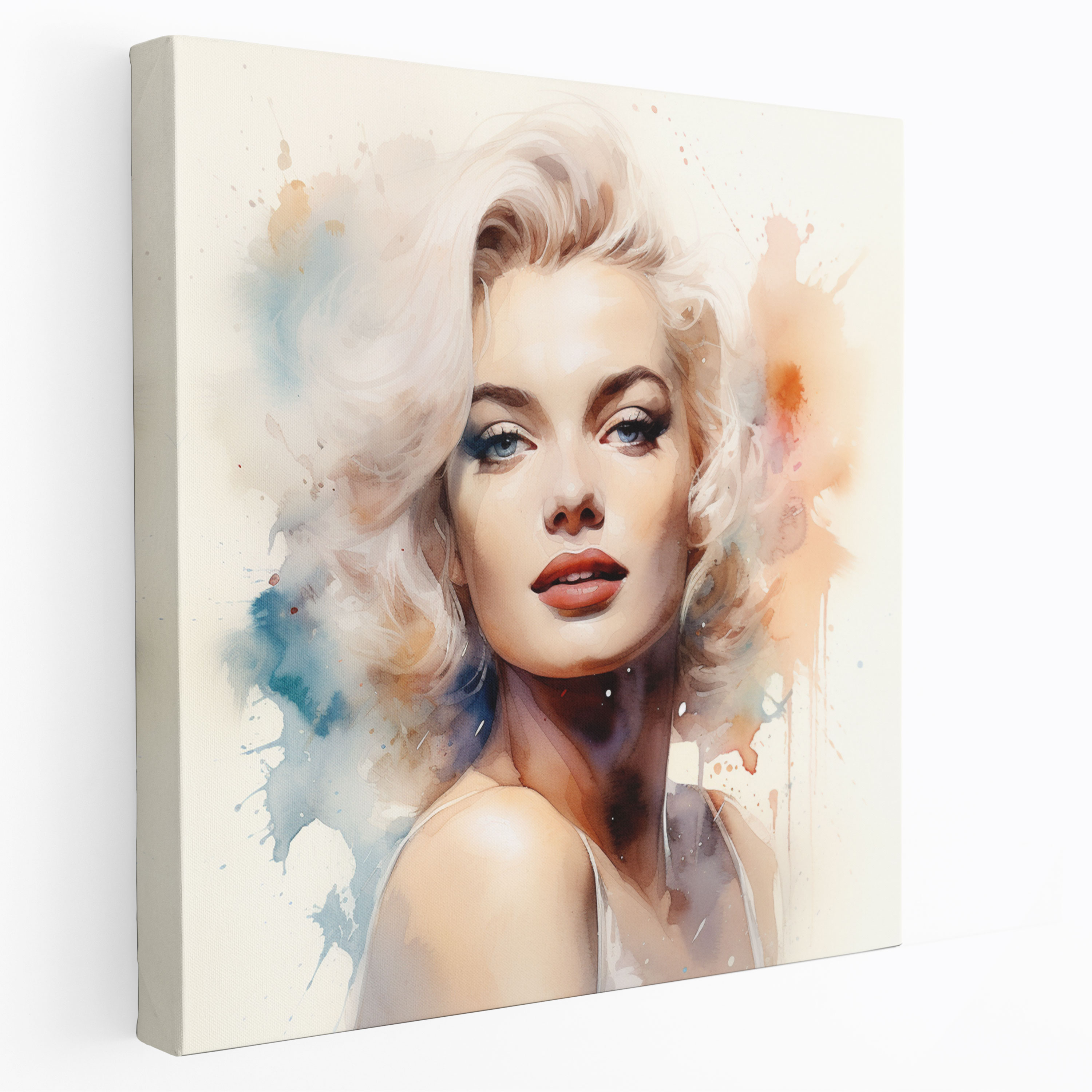 Watercolor Marilyn Monroe Canvas Print - Marilyn Monroe, Home Decoration, Delicate Washes Of Color, Wall Decoration
