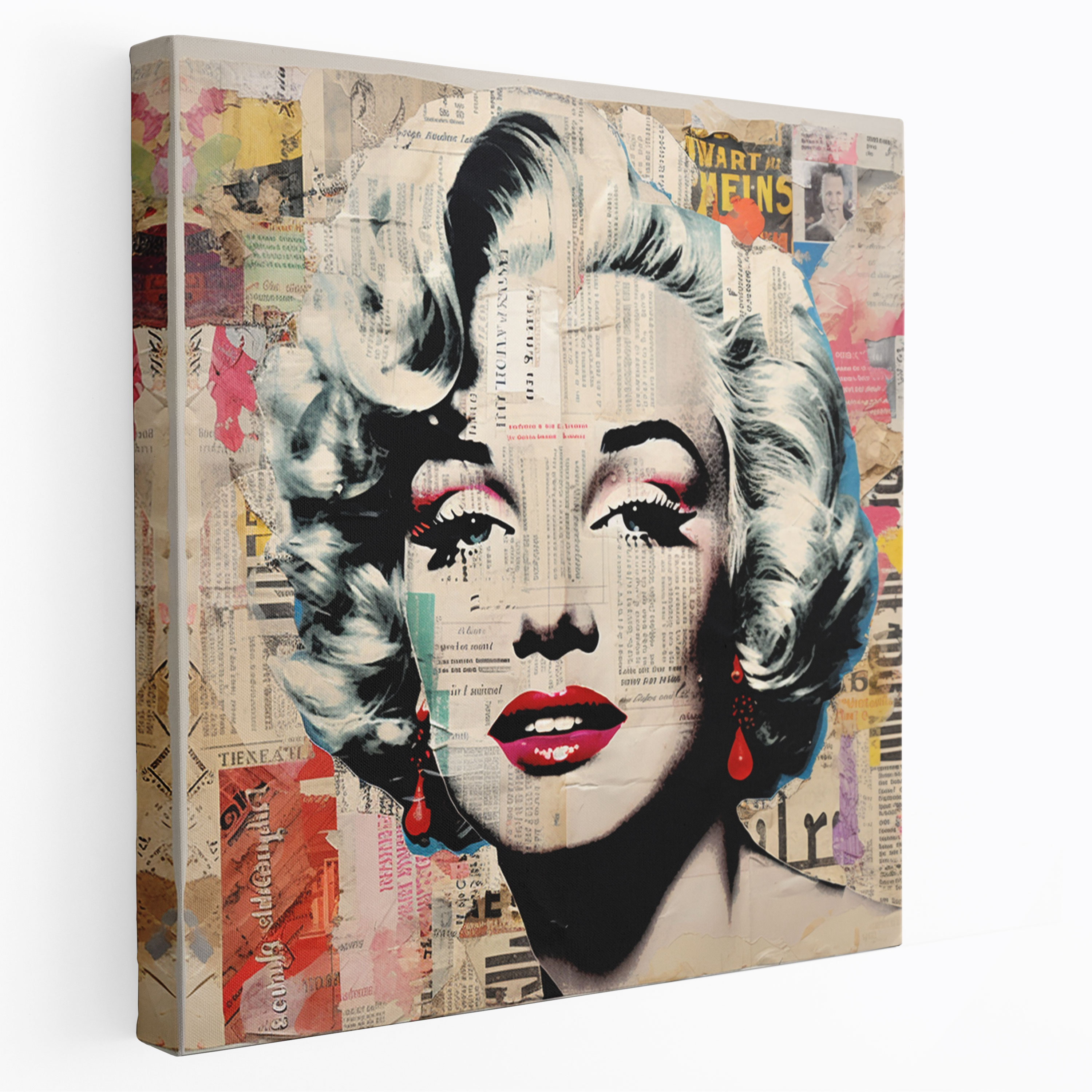 Marilyn Monroe Canvas Print - Vintage Newspaper Collage Wall Art - Marilyn Monroe, Canvas Print, Marilyn Monroe, Wall Decoration