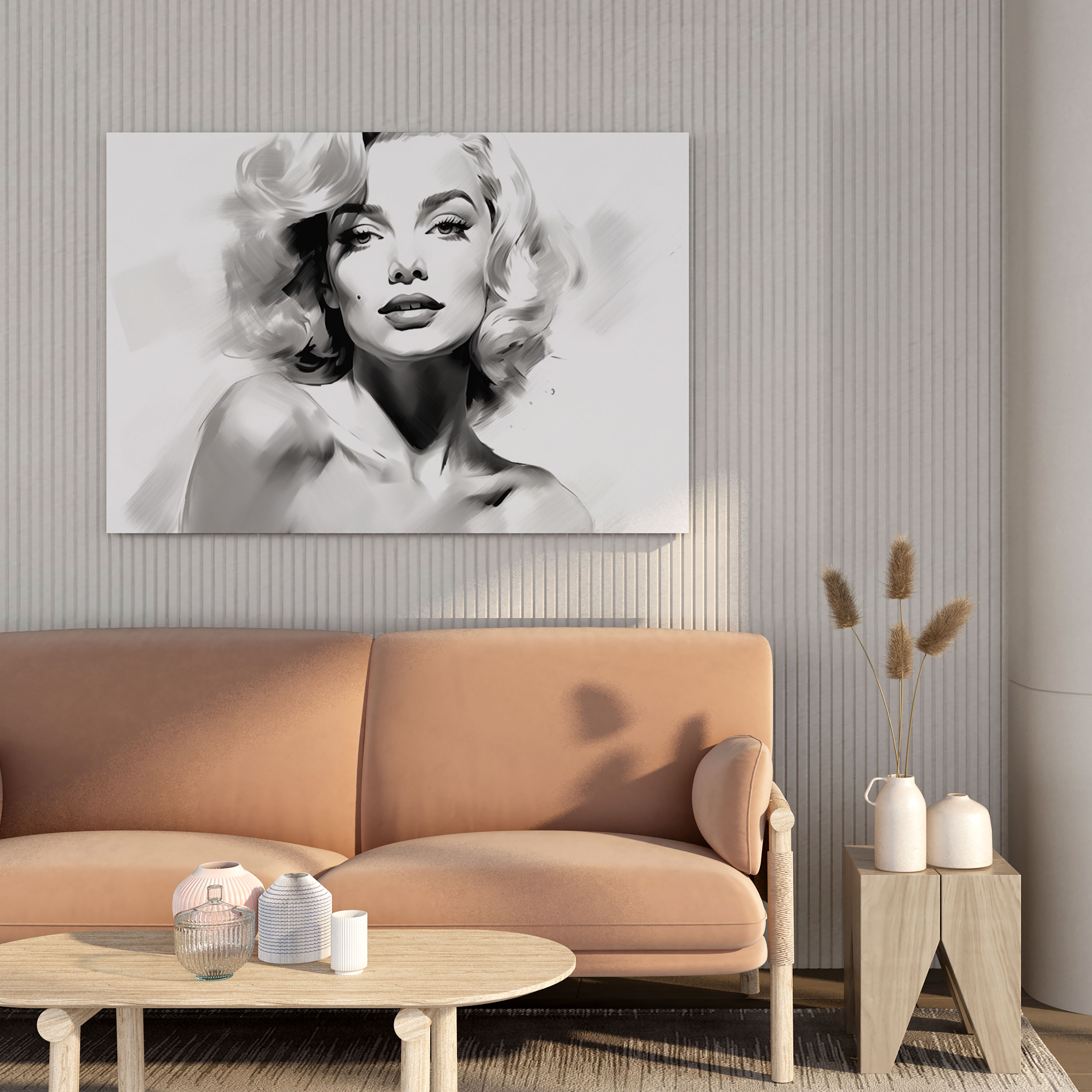Minimalistisches Marilyn Monroe Leinwandbild: Schwarz-Weiß Wandkunst - Marilyn Monroe Leinwandbild Wohnkultur