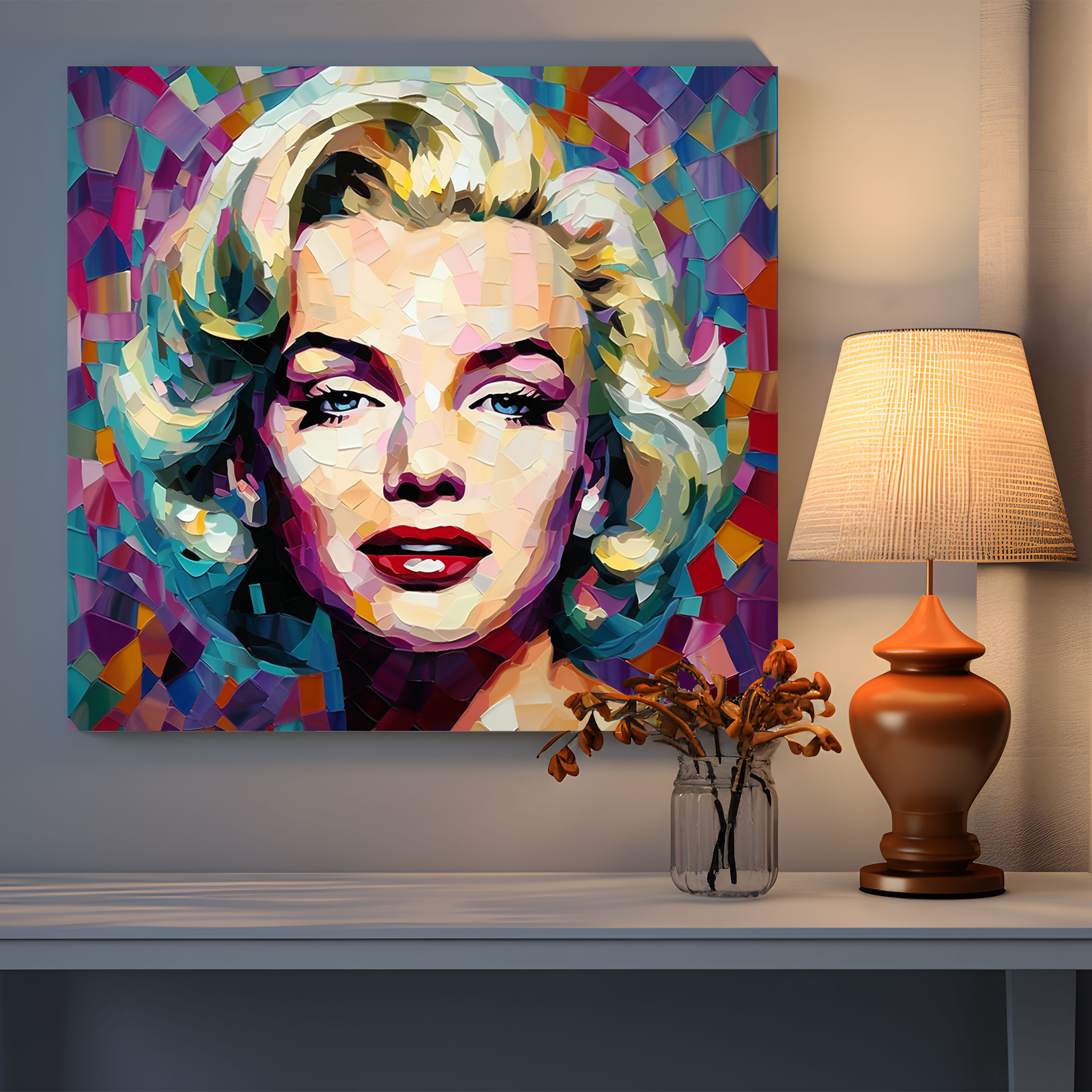 Marilyn Monroe Canvas Print: Mosaic Wall Decoration - Marilyn Monroe, Unique And Eye-Catching, Canvas Wall Art, Wall Art