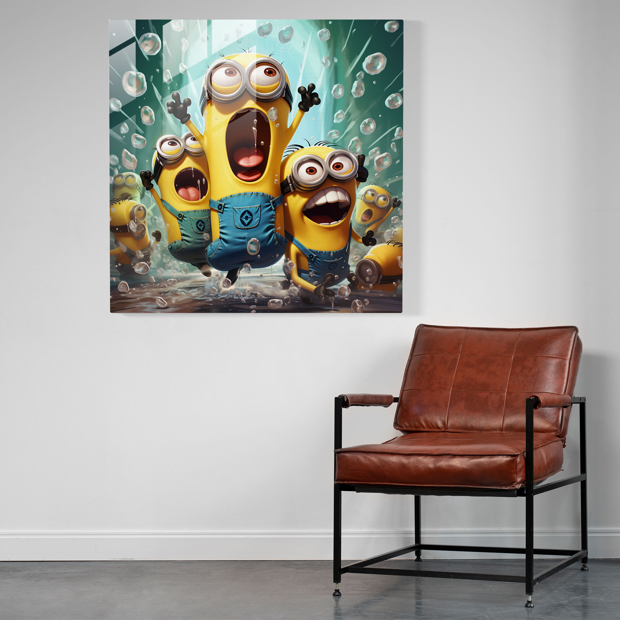 Comic Book Glass Print - Minions Action Scenes - Minions, Home Decoration, Glass Print, Comic Book
