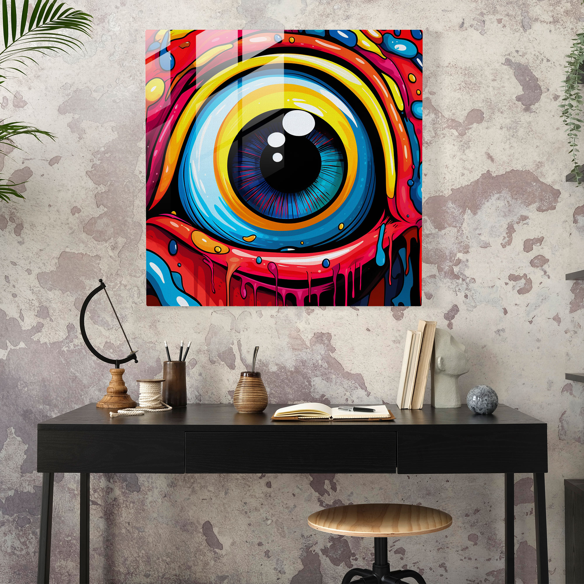 Pop Art Tarzında Minyon Cam Tablo - Modern Sanat Minyonlar