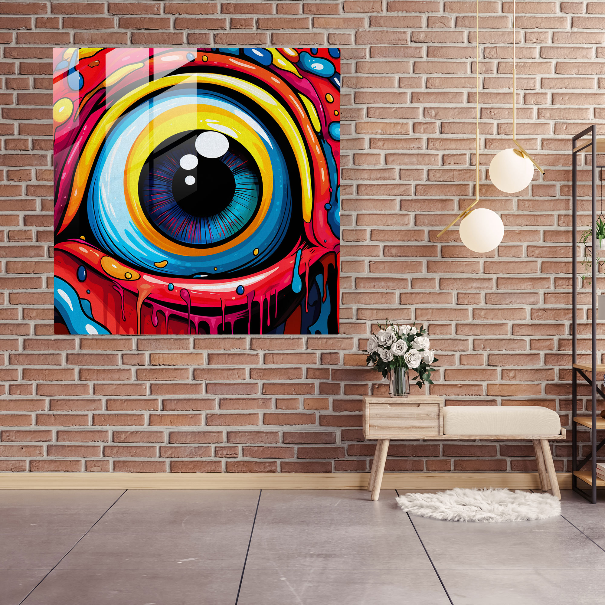 Pop Art Tarzında Minyon Cam Tablo - Modern Sanat Minyonlar