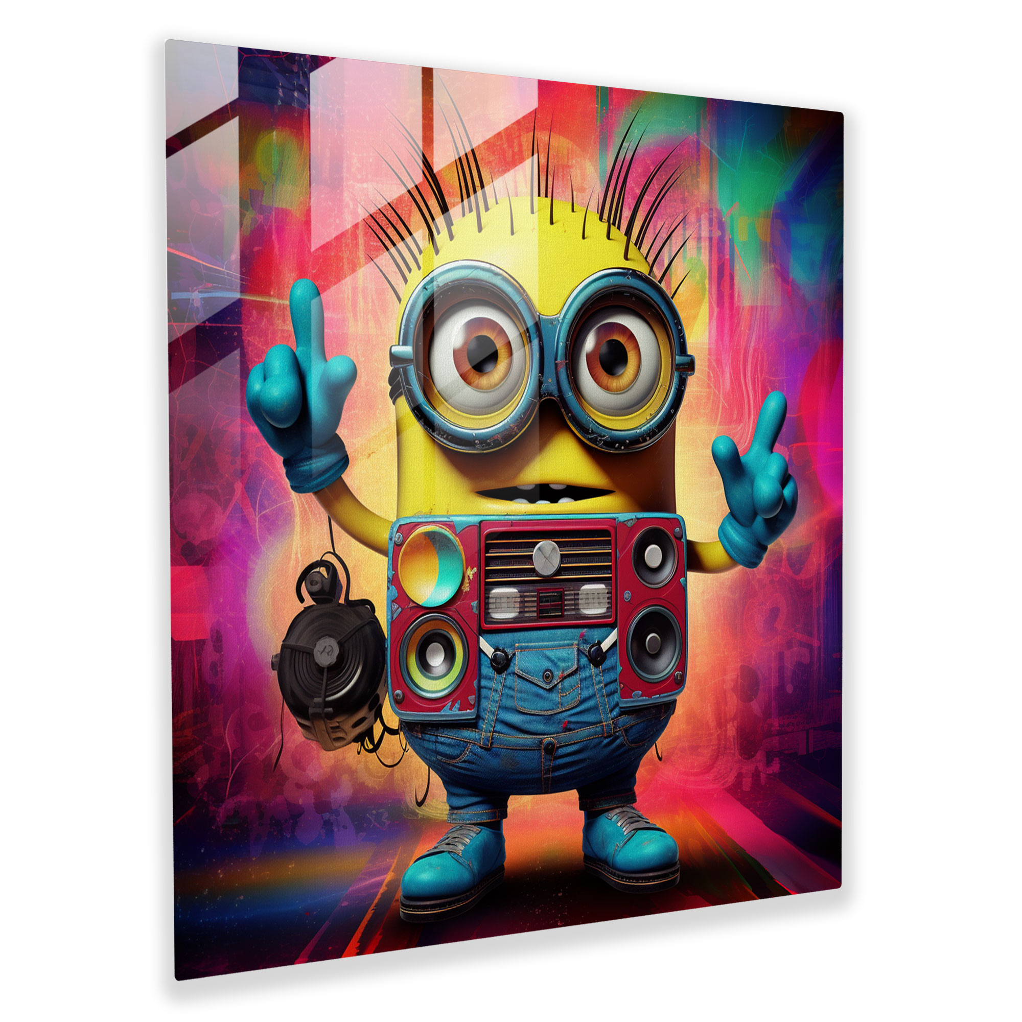 Retro Minyon Cam Tablo - Minyonlar Cam Sanatı Retro Poster