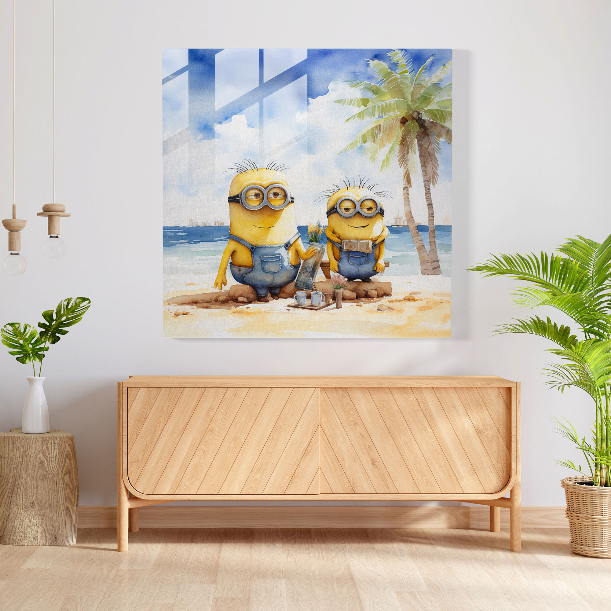 Su Boyası Minyon Cam Tablo - Modern Sanat Ev Dekorasyonu
