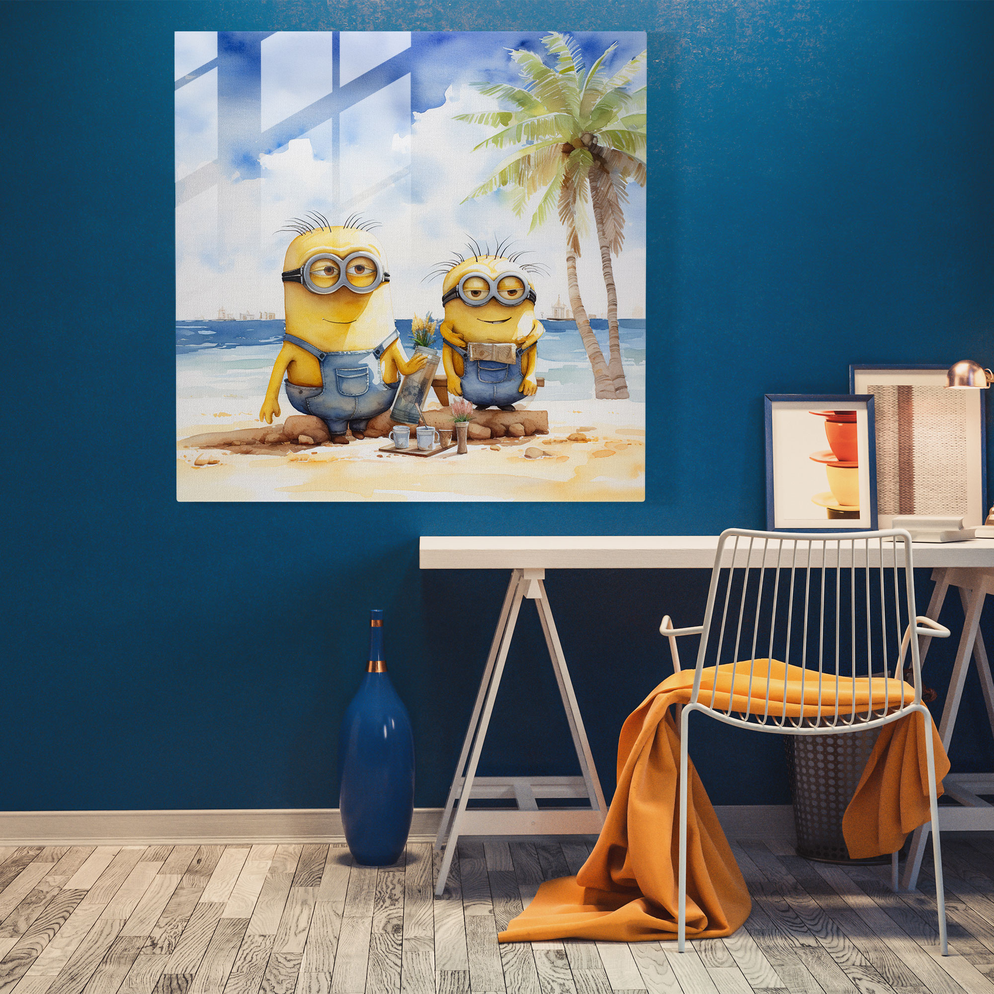 Su Boyası Minyon Cam Tablo - Modern Sanat Ev Dekorasyonu