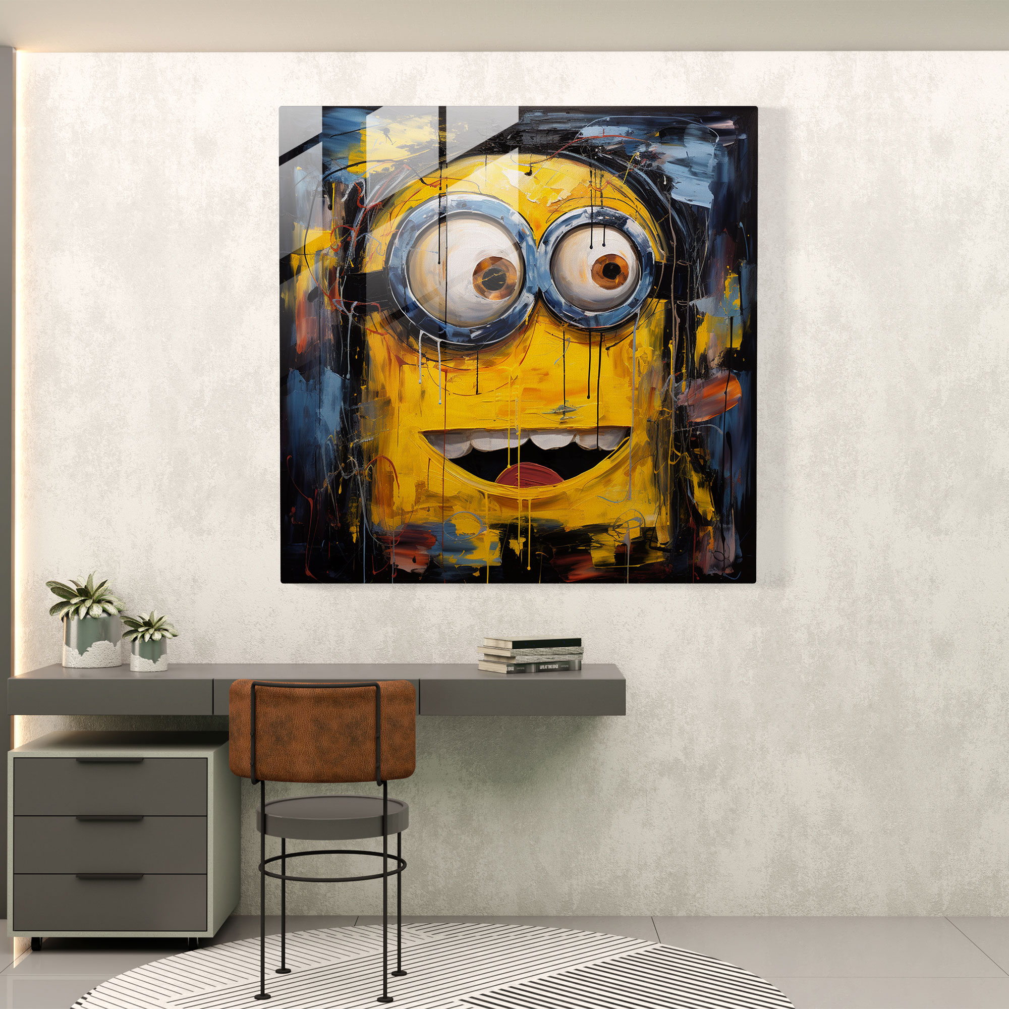 Abstract Minion Glass Print - Minions, Glass Print, Home Decoration, Modern Art