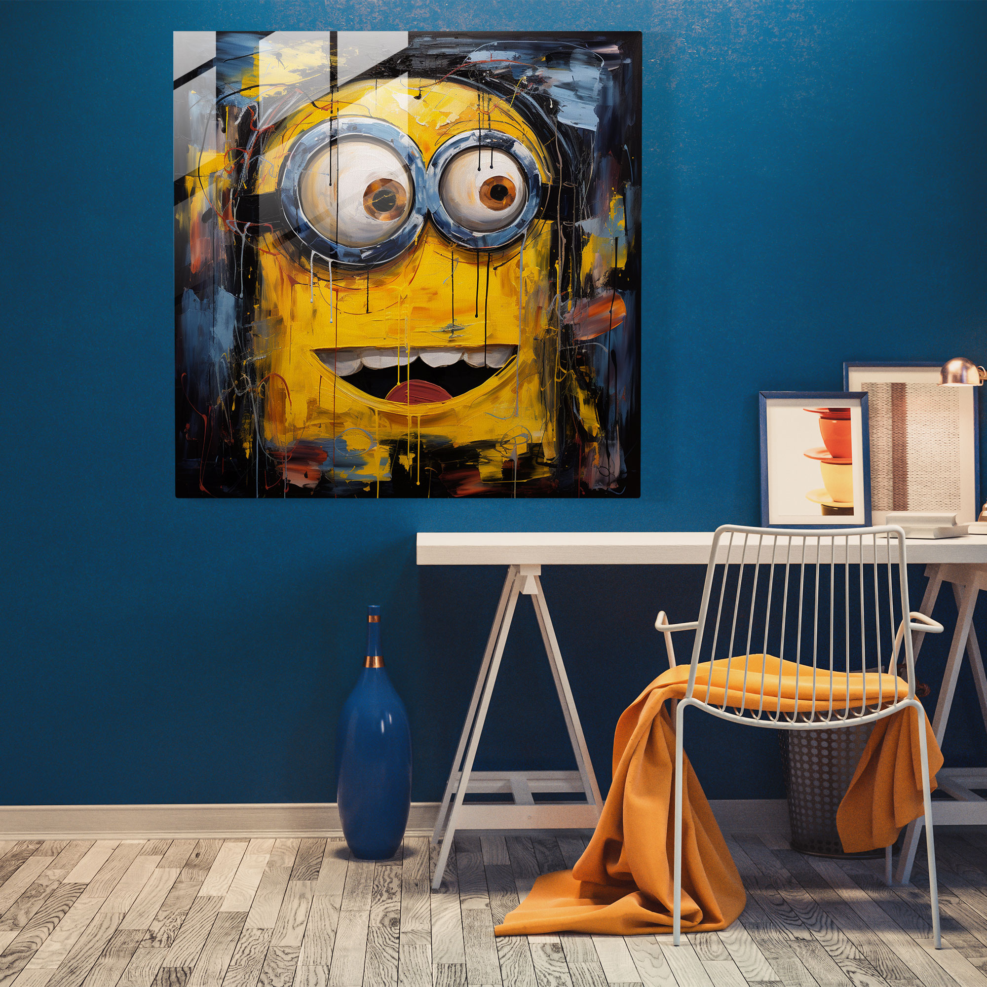 Abstract Minion Glass Print - Minions, Glass Print, Home Decoration, Modern Art