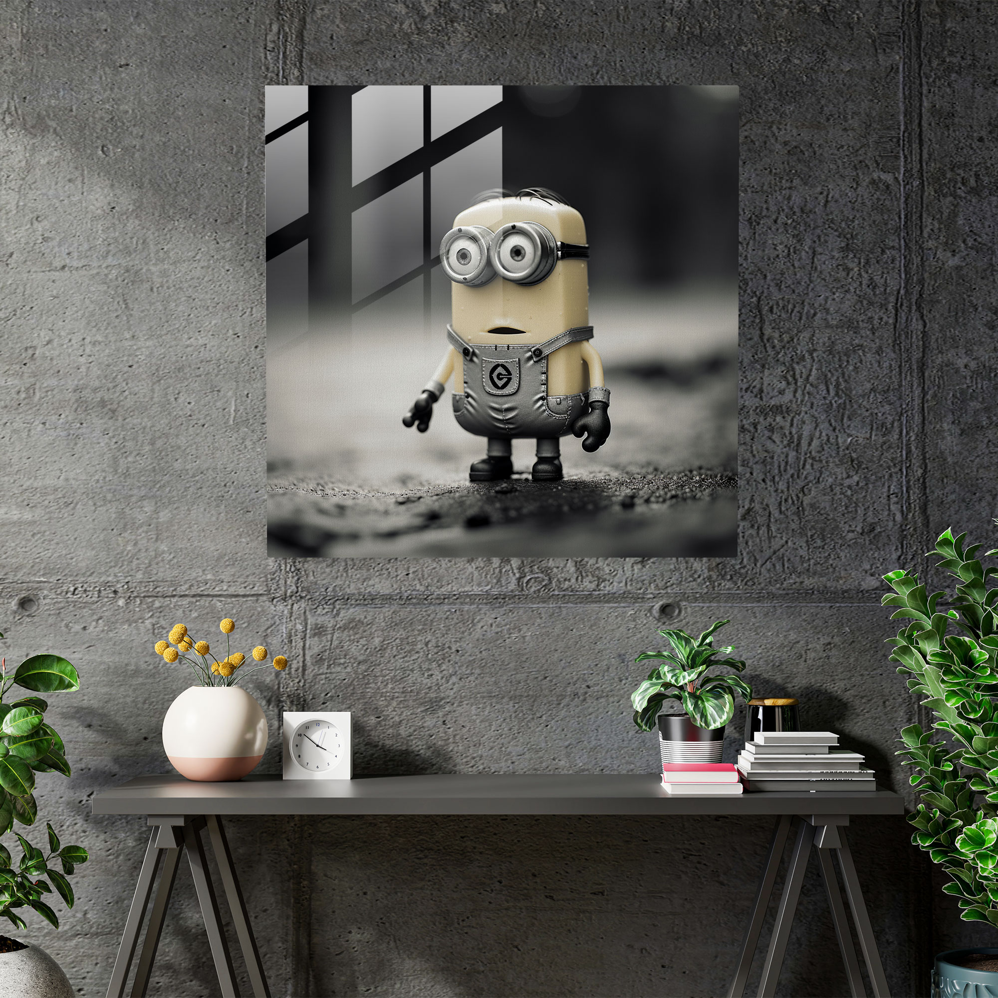 Minions Cam Tablo - Minions Sevimli Yaramaz Duvar Dekorasyonu