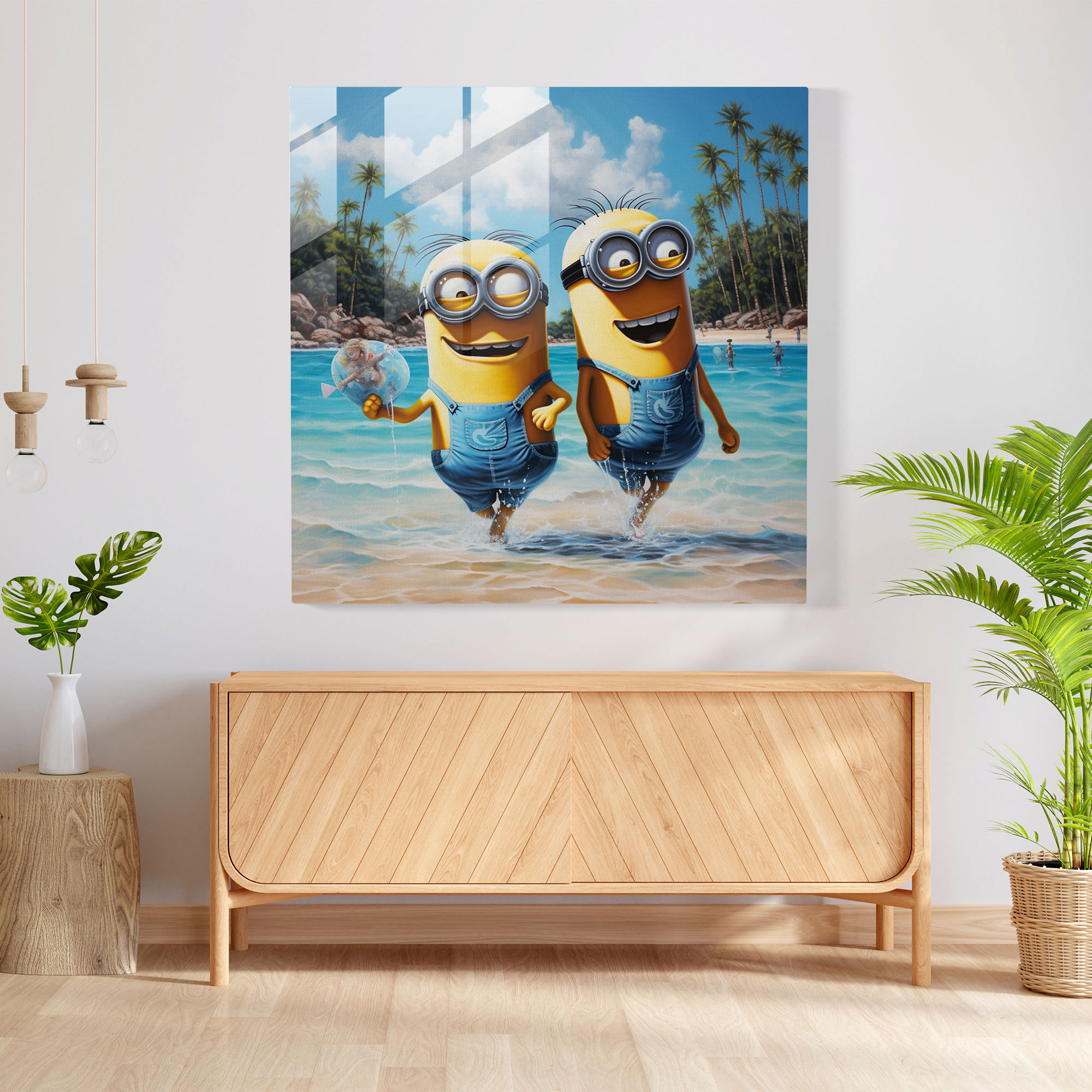 Minions Cam Tablo - Mutluluk ve Modern Sanat