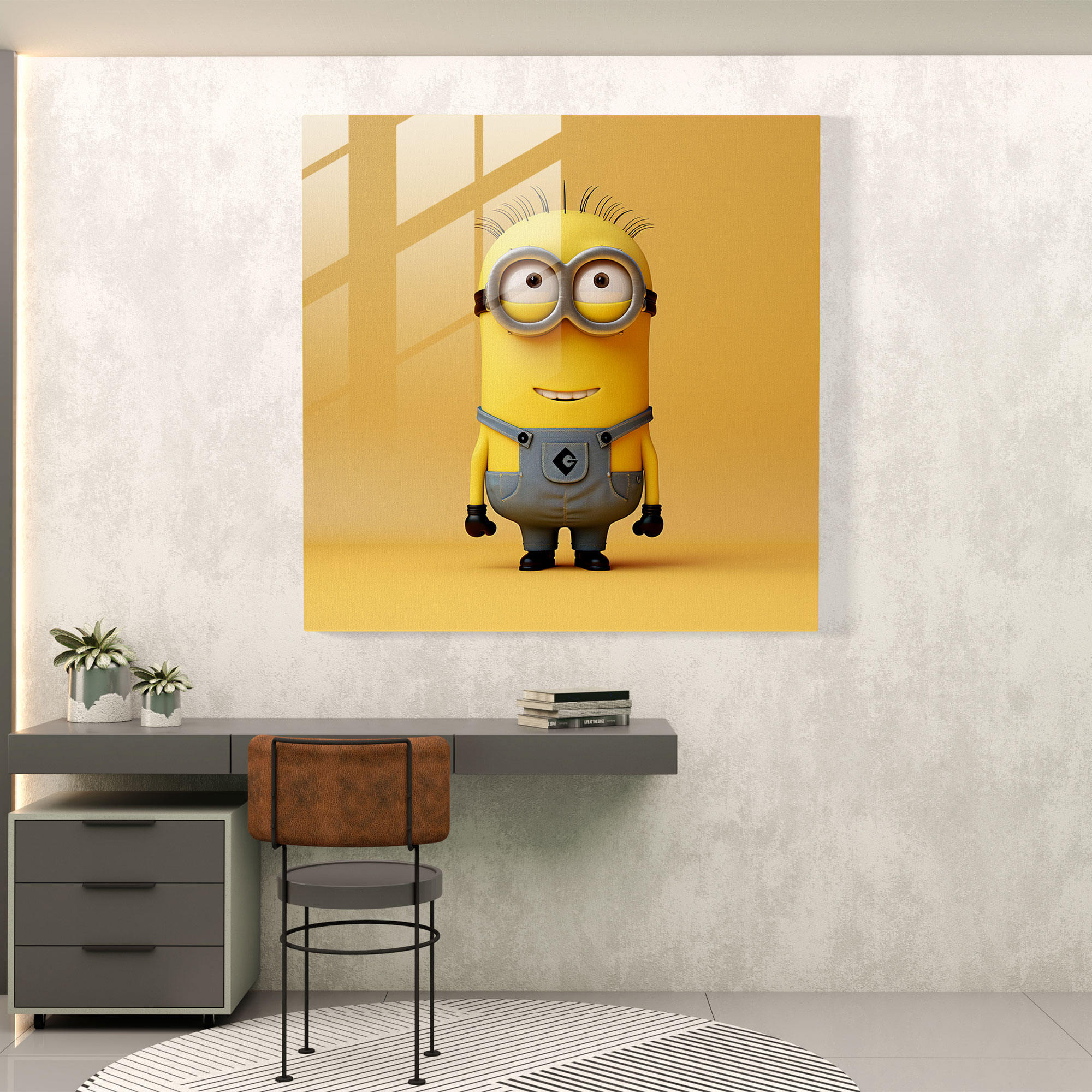 Minions Glass Print - Minimalist Design - Minions, Wall Decoration, Glass Art, Glass Print
