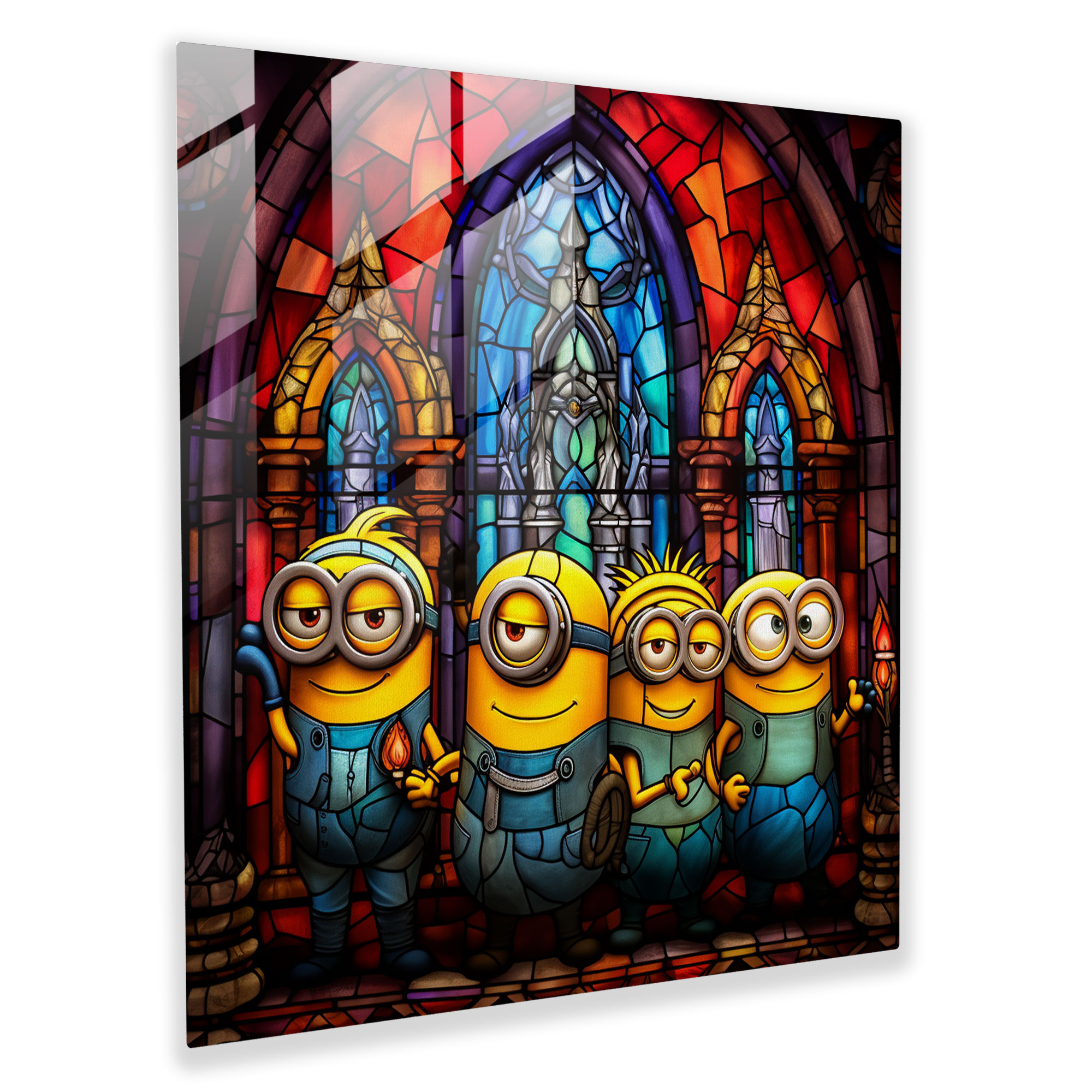 Minions Glass Print - Stained Glass Artwork - Minions, Home Decoration, Glass Wall Art, Minions