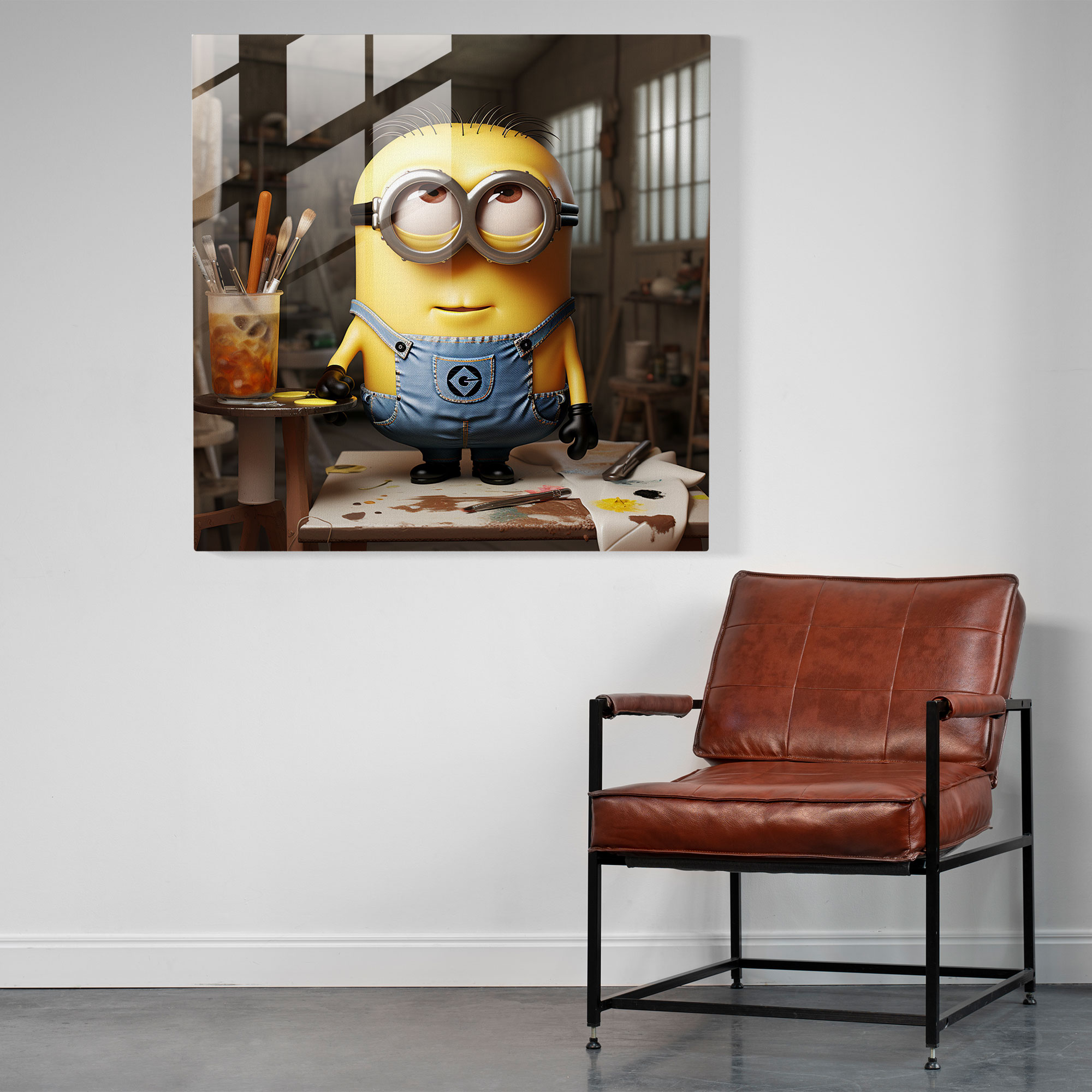 Minions Cam Tablo - Fotoğraf Gerçekliği Sanatı - Minions Modern Sanat Cam Sanatı Duvar Dekorasyonu