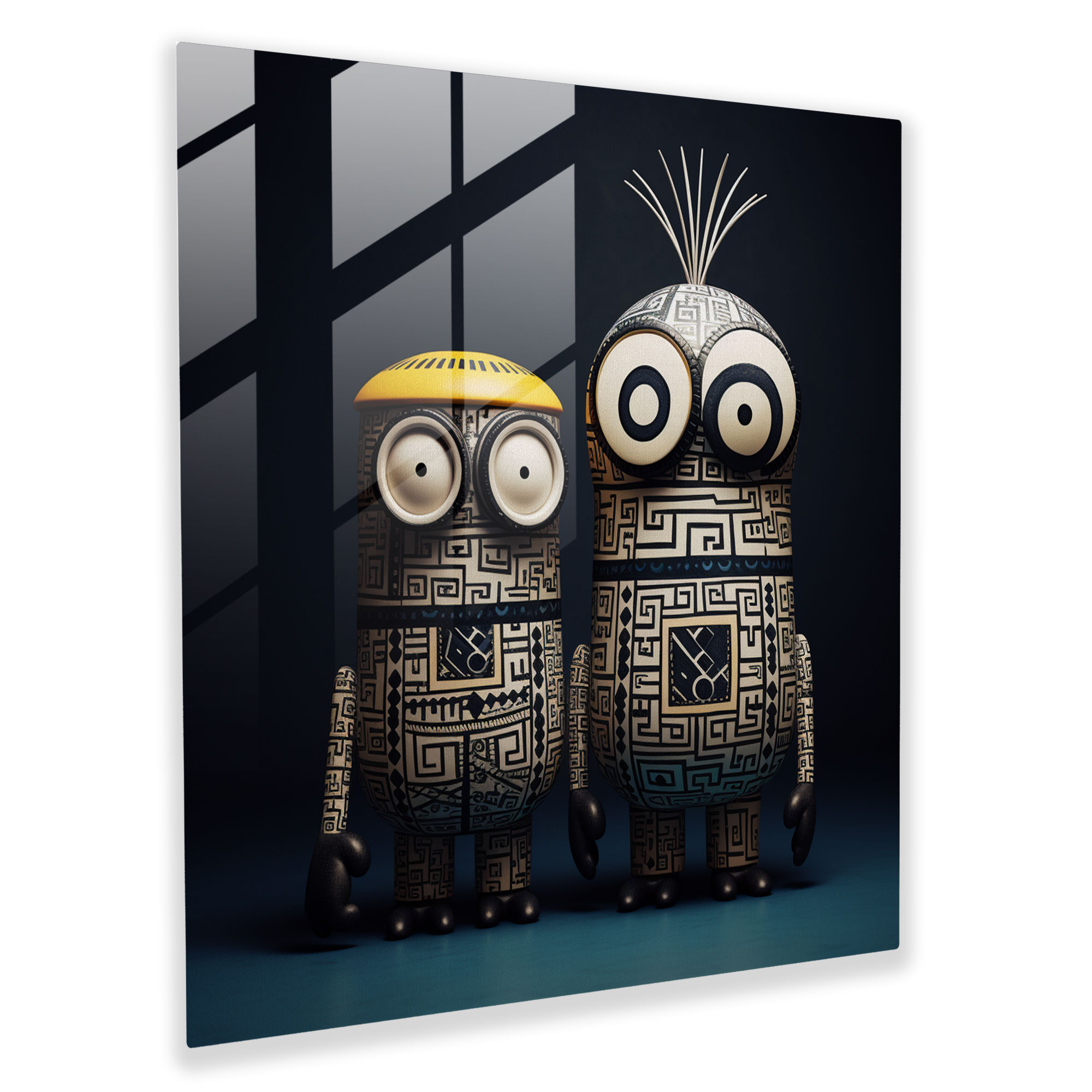Minions Cam Tablo - Geometrik Uyum - Duvar Dekorasyonu Cam Sanatı Modern Sanat