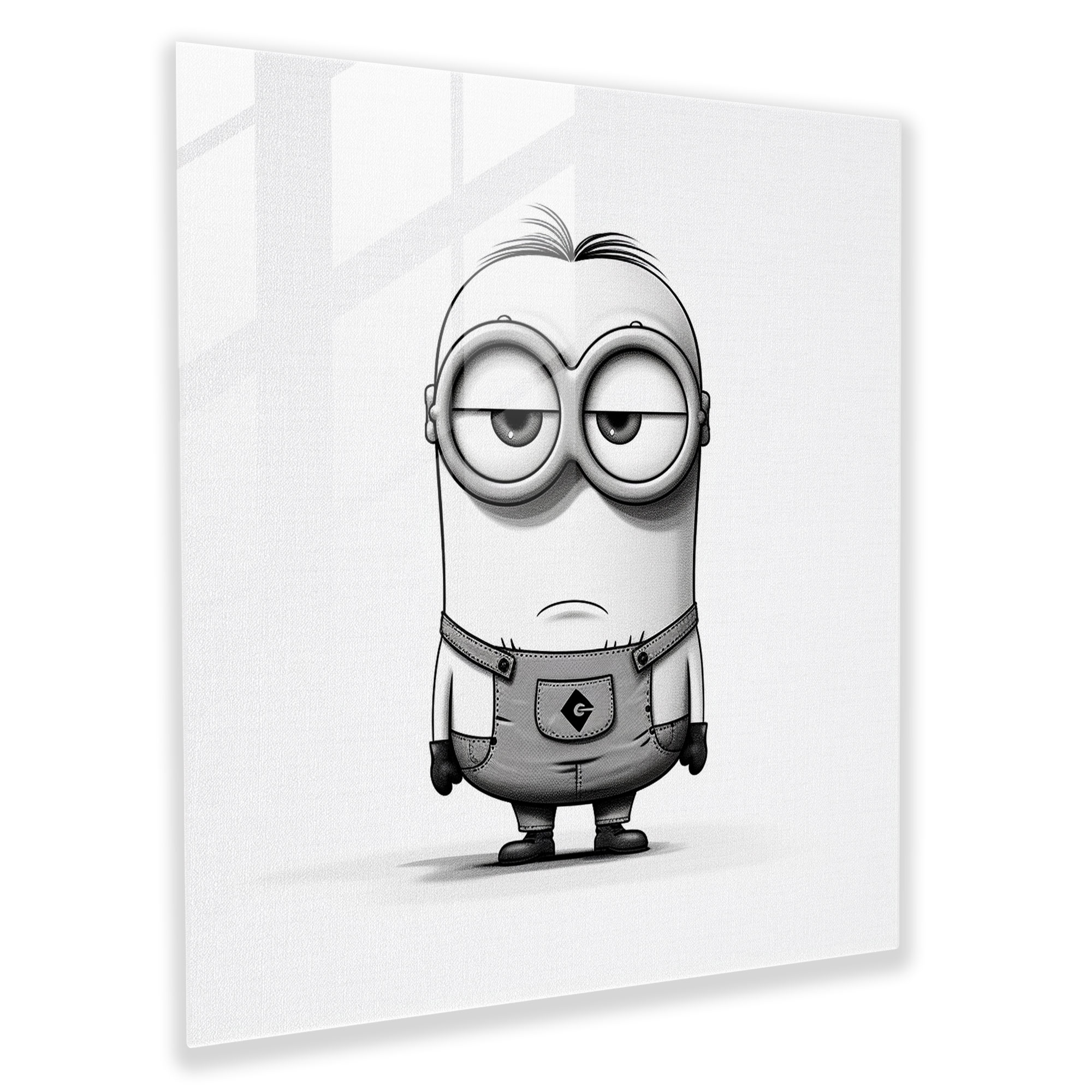 Minimalist Minion Glass Print - Minions, Home Decoration, Glass Print, Modern Art