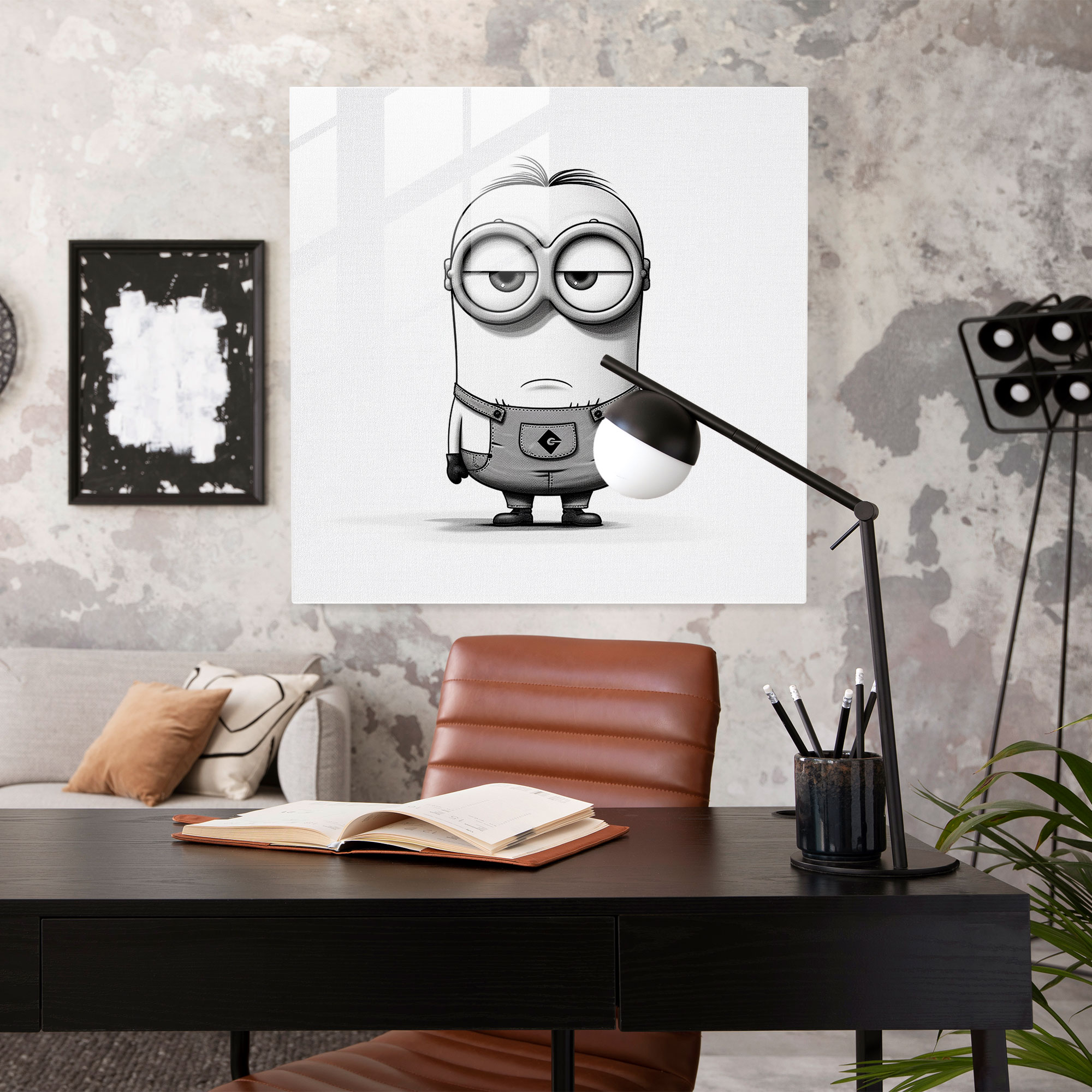 Minimalist Minion Glass Print - Minions, Home Decoration, Glass Print, Modern Art