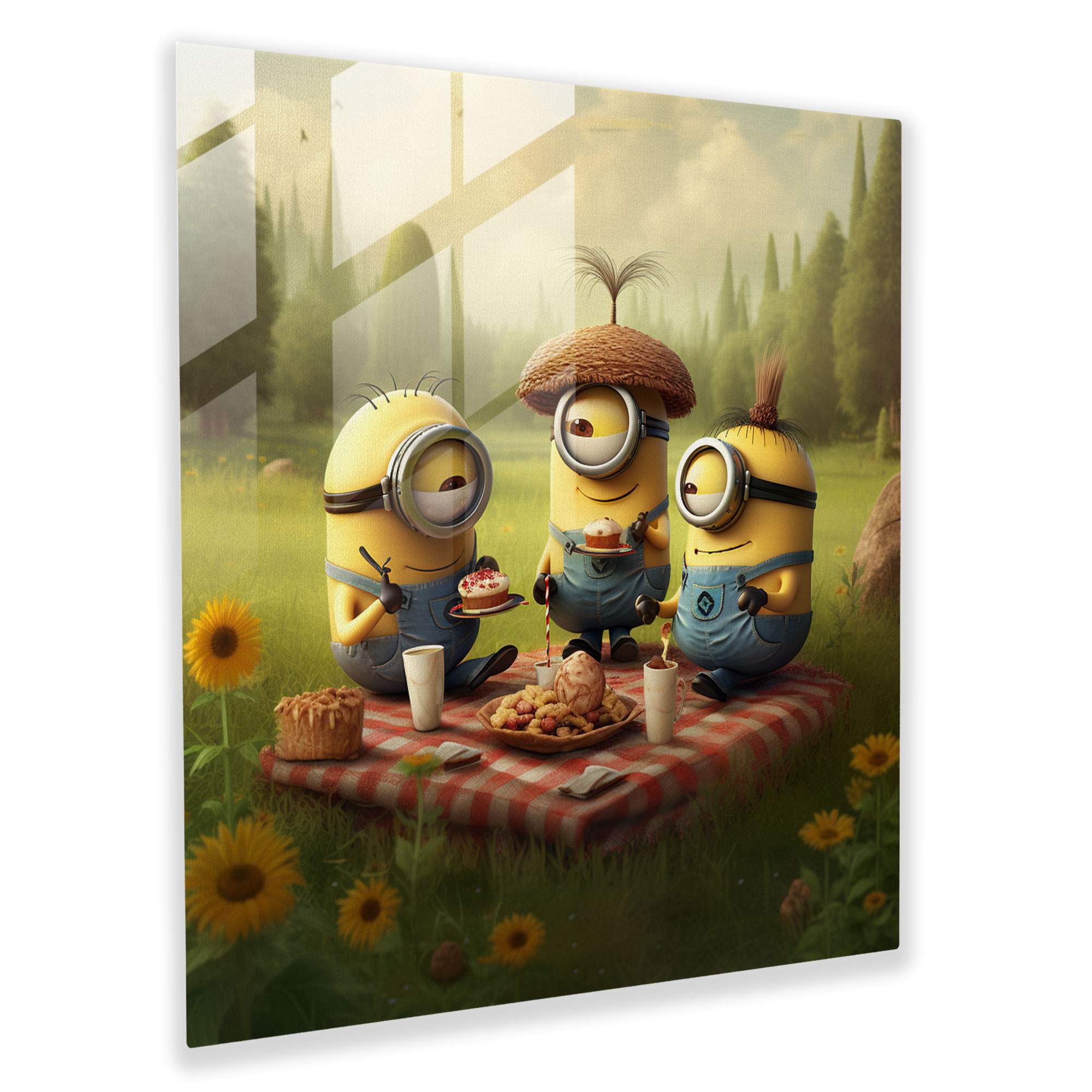 Minions Glass Wall Art - Minions, Sunny Meadow, Home Decoration, Glass Wall Art