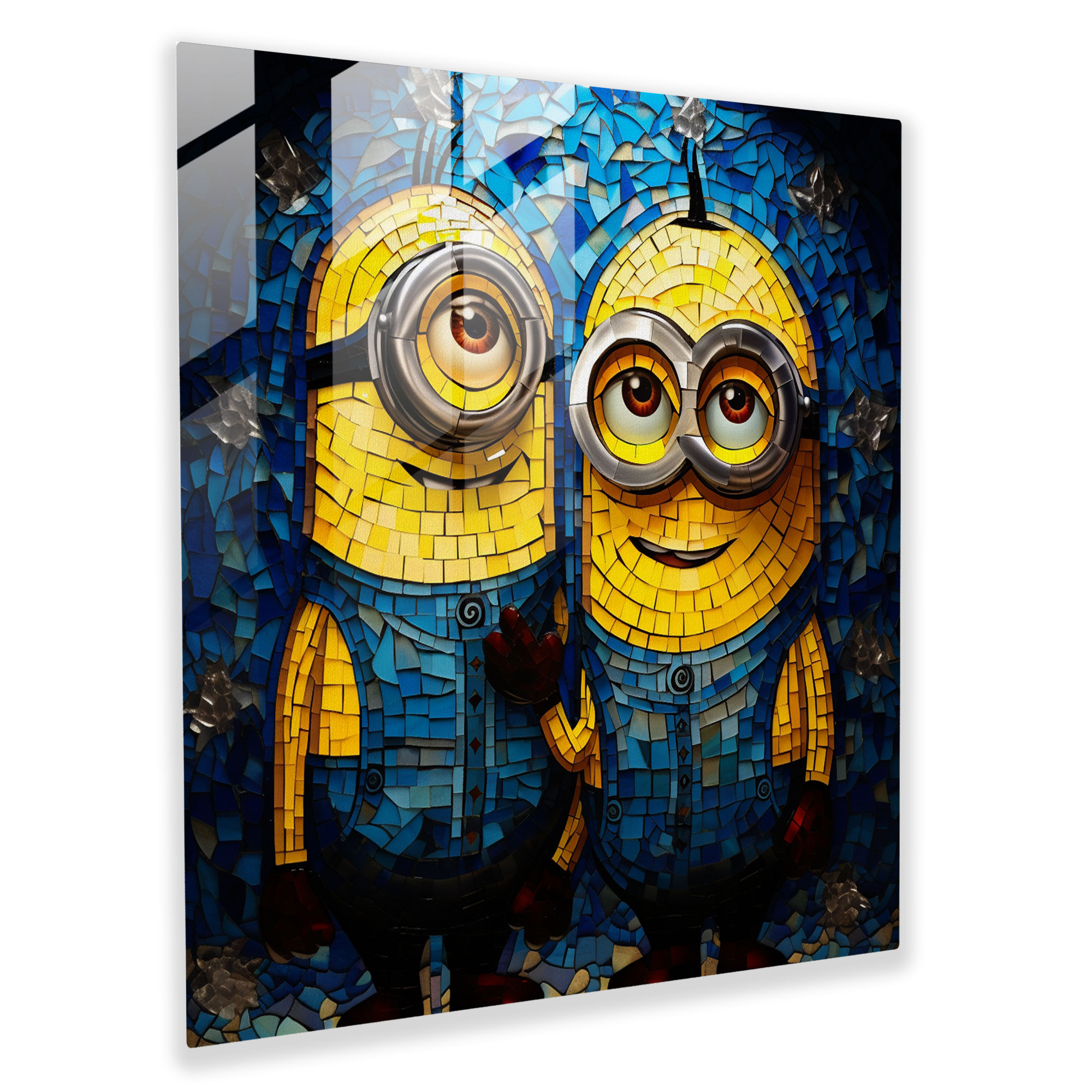 Minions Cam Tablo - Minions Mozaik Desenler Duvar Dekorasyonu