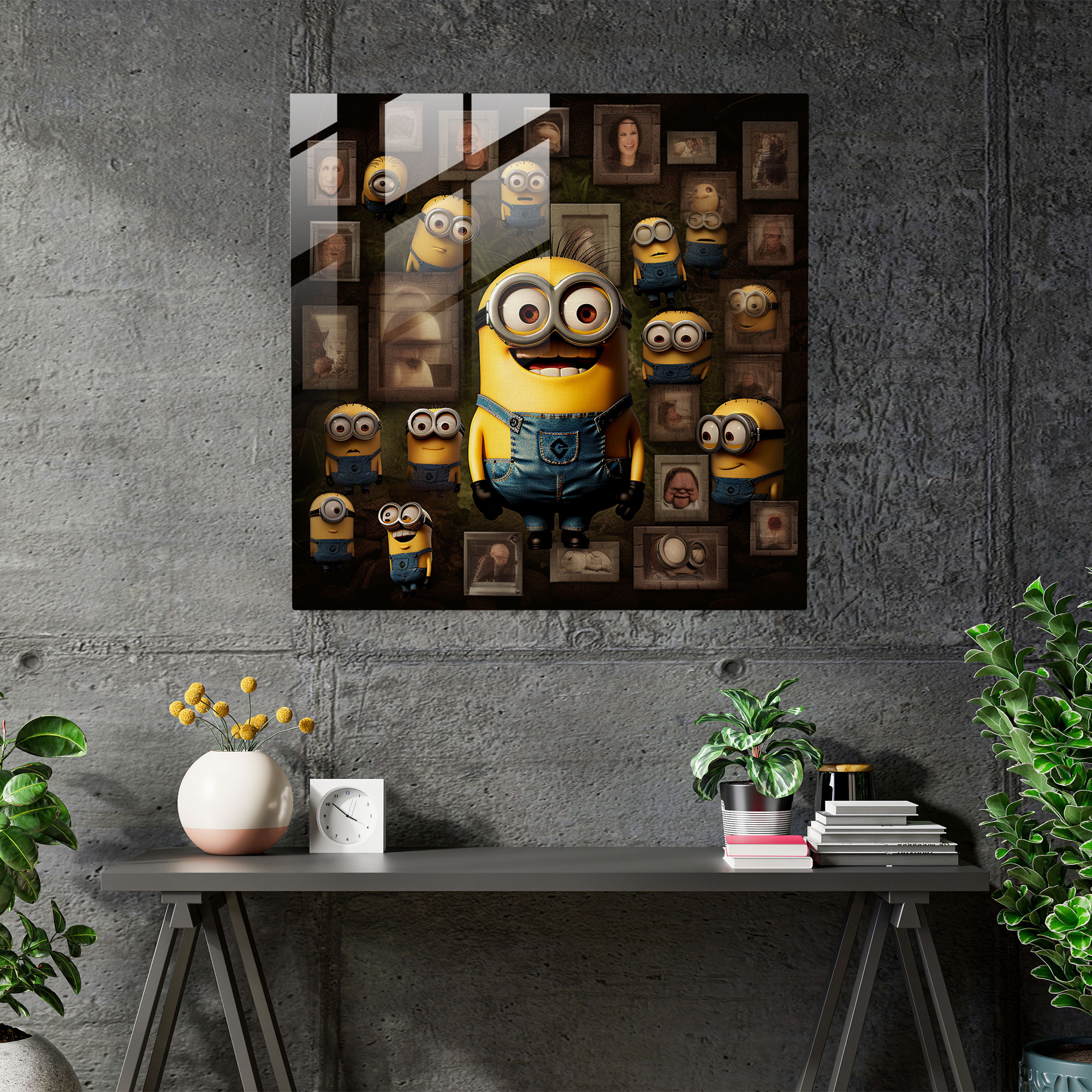 Minions Koleksiyonu Cam Tablo - Minions Koleksiyon Cam Duvar Sanatı