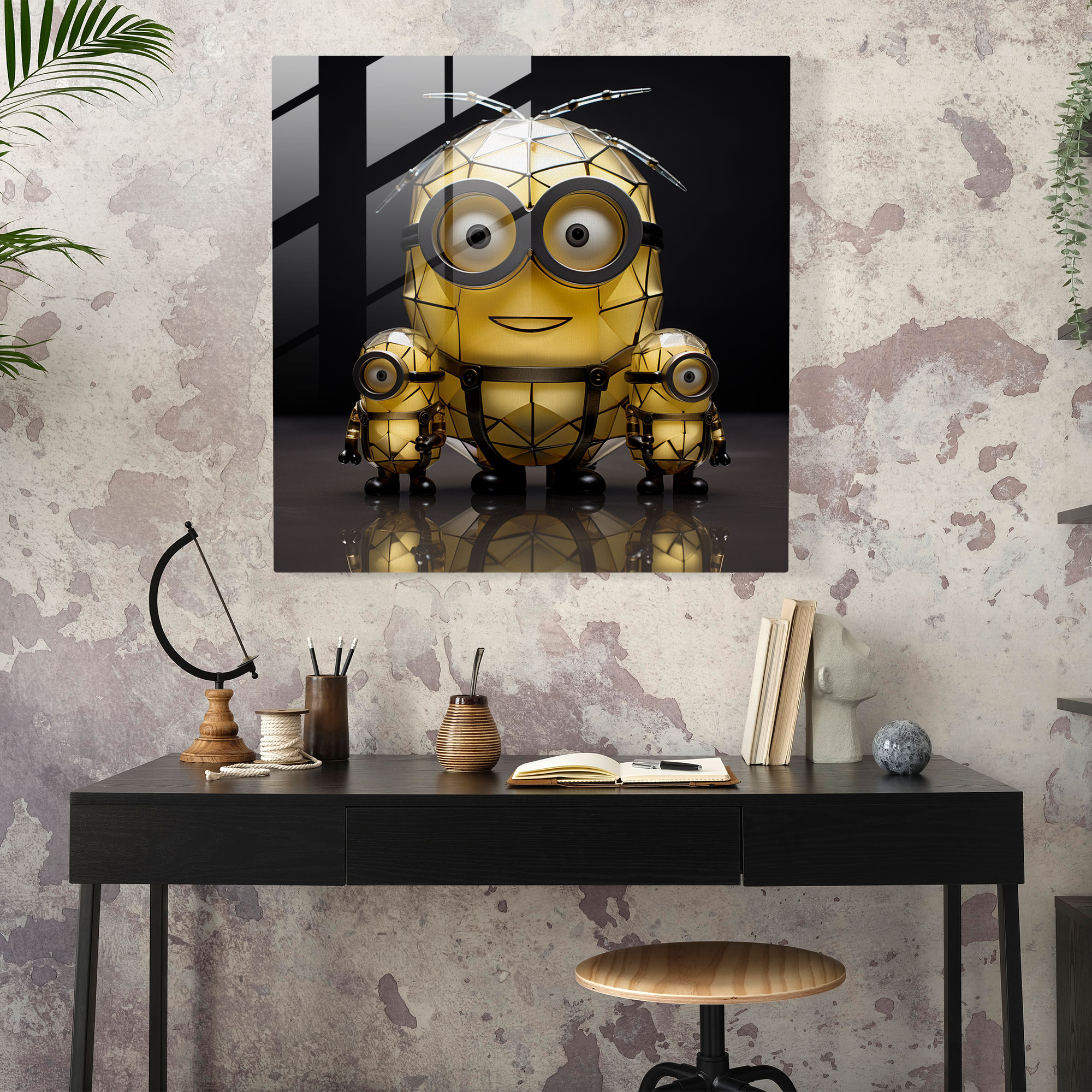 Minions Geometric Glass Art - Minions, Creative, Glass Sculpture, Minions