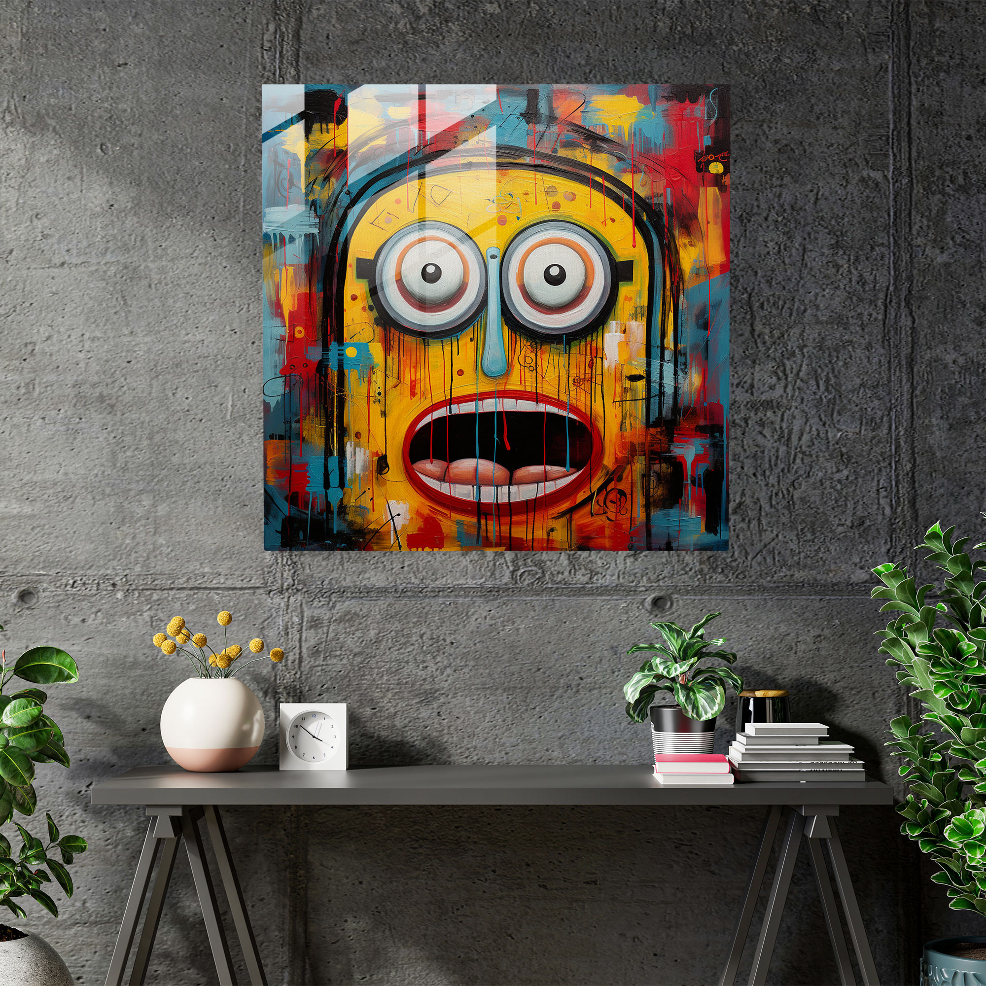 Minions Cam Tablo - Soyut İfade - Minions Cam Duvar Sanatı Cam Sanatı Cam Tablo