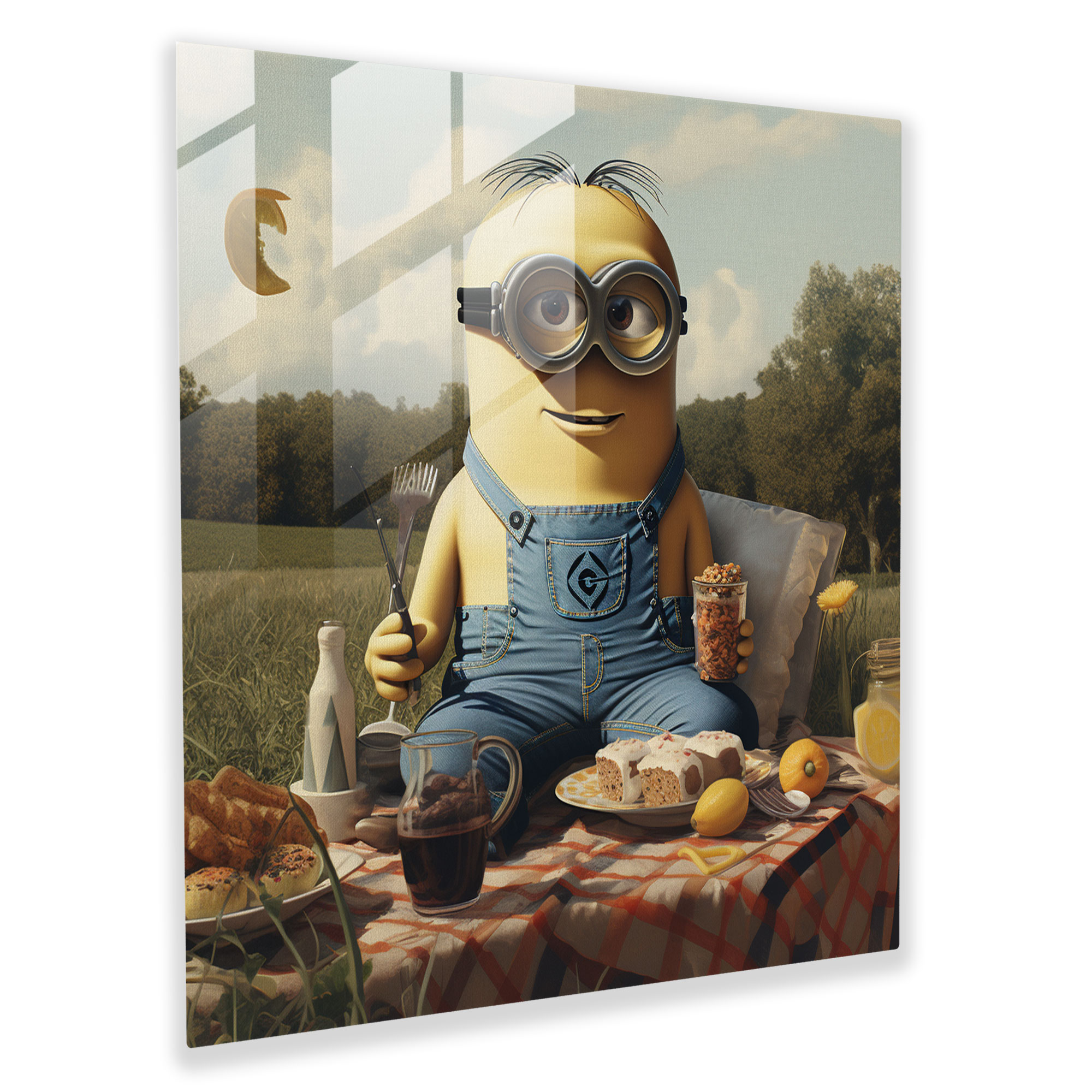 Minions Glass Print - Retro Picnic - Minions, Modern Art, Retro Picnic, Nostalgic Charm